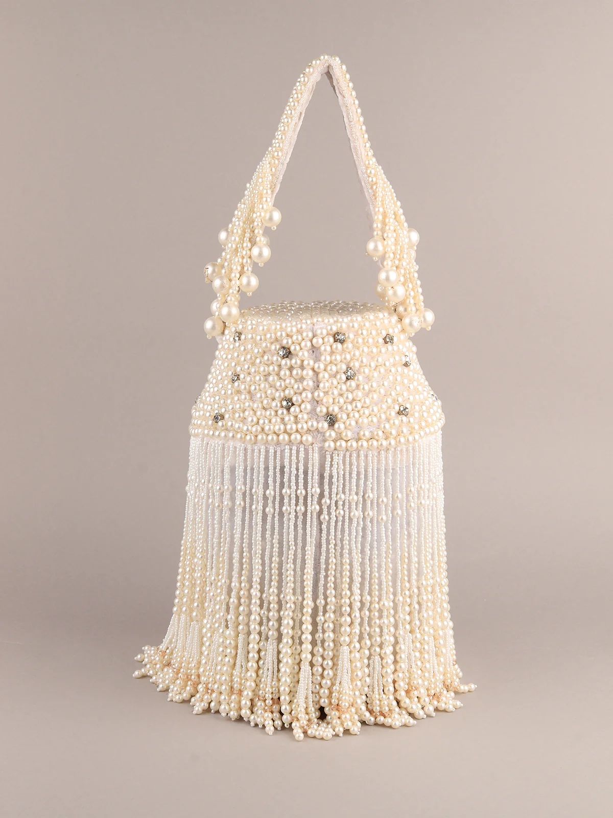Odette Women White Embellished Velvet Structured Clutch Bag - Image 3