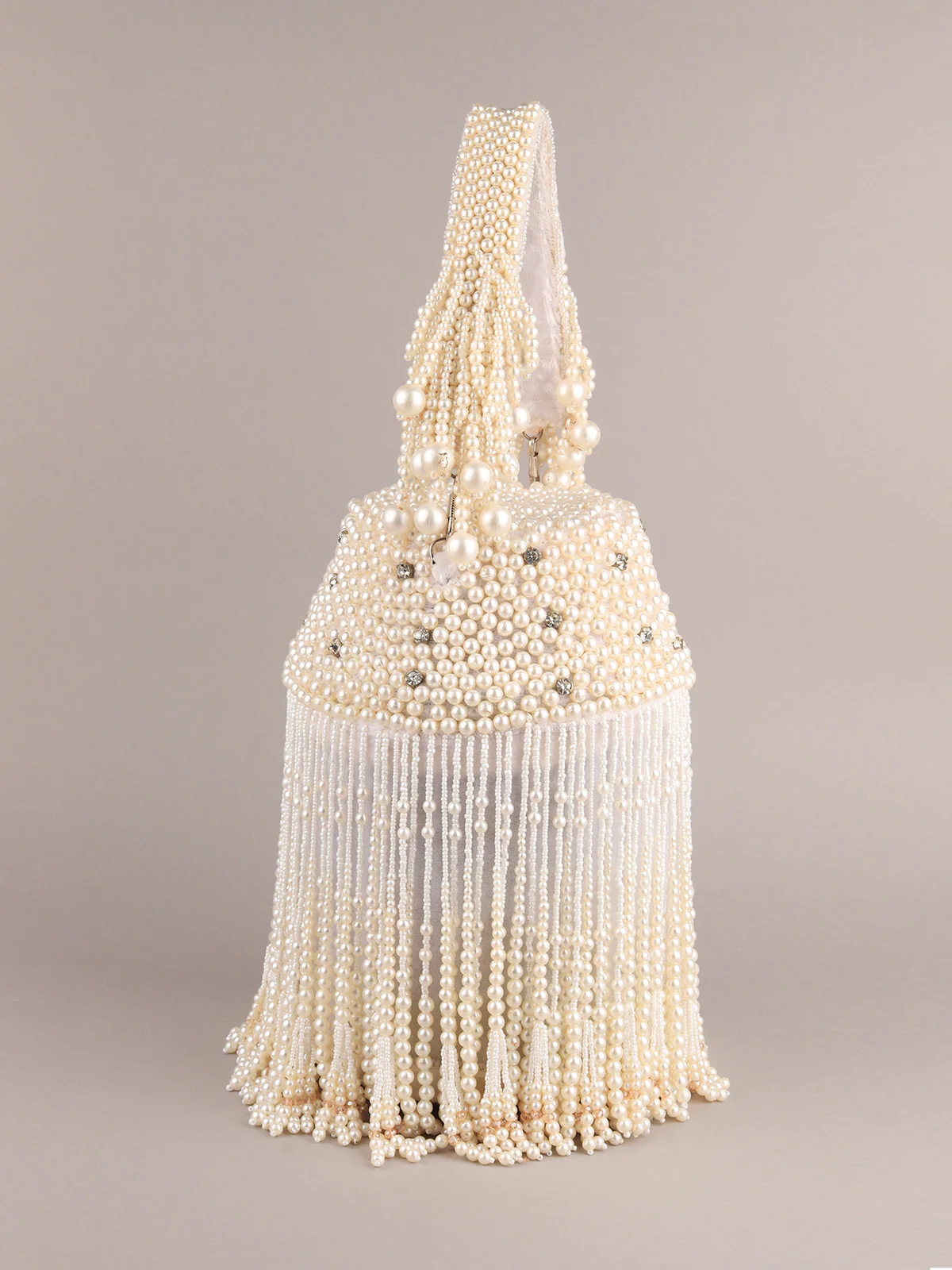 Odette Women White Embellished Velvet Structured Clutch Bag - Image 4