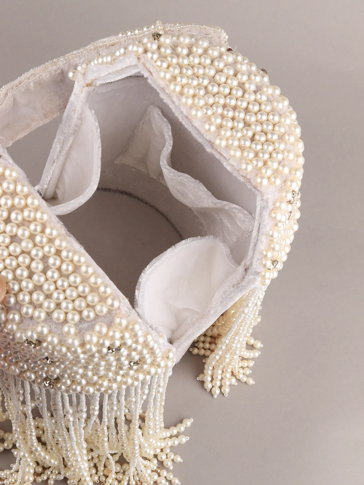 Odette Women White Embellished Velvet Structured Clutch Bag - Image 7