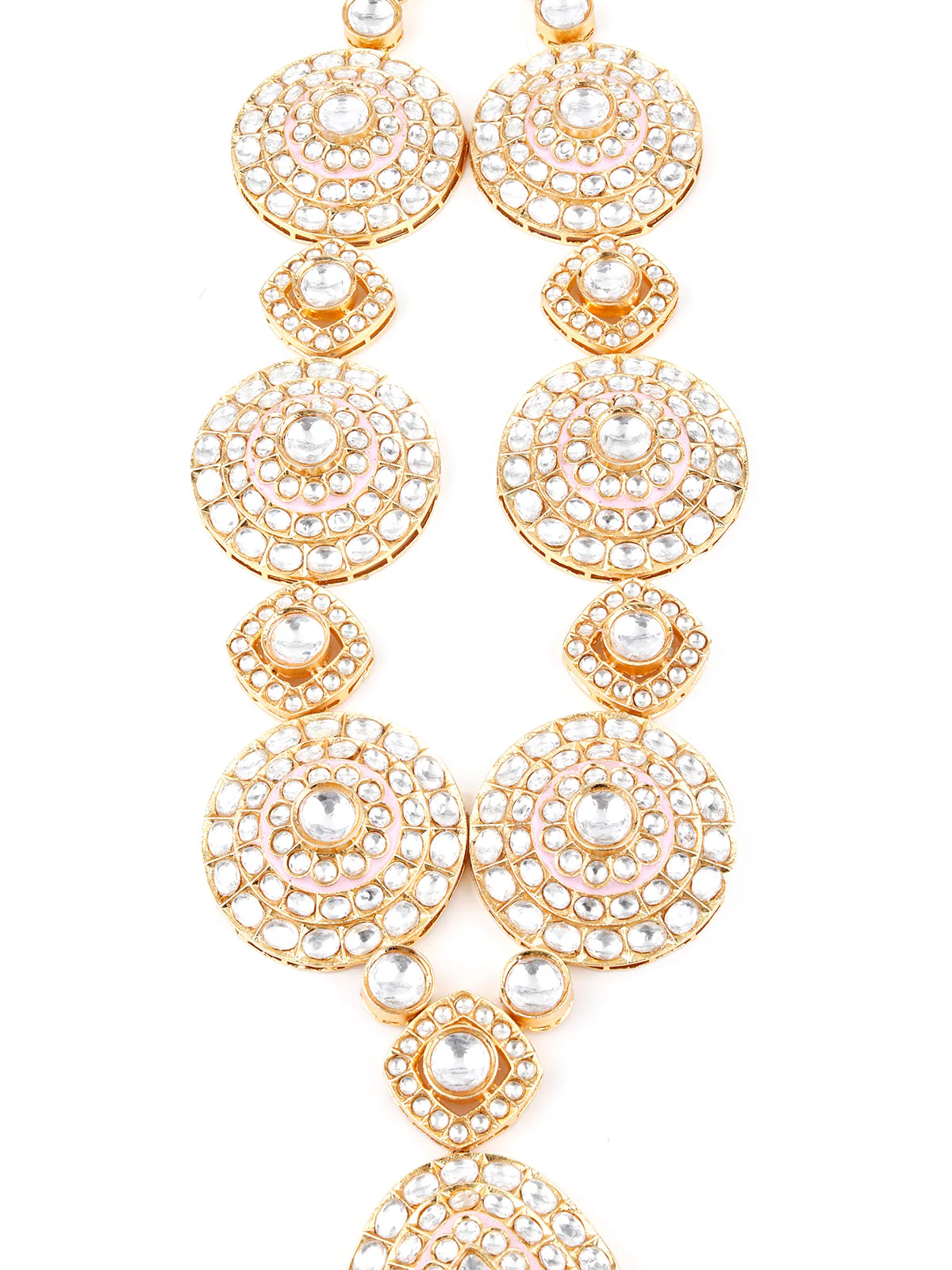 Odette Women White Faux Stone Studded Meenakari Jewelry Set - Image 5