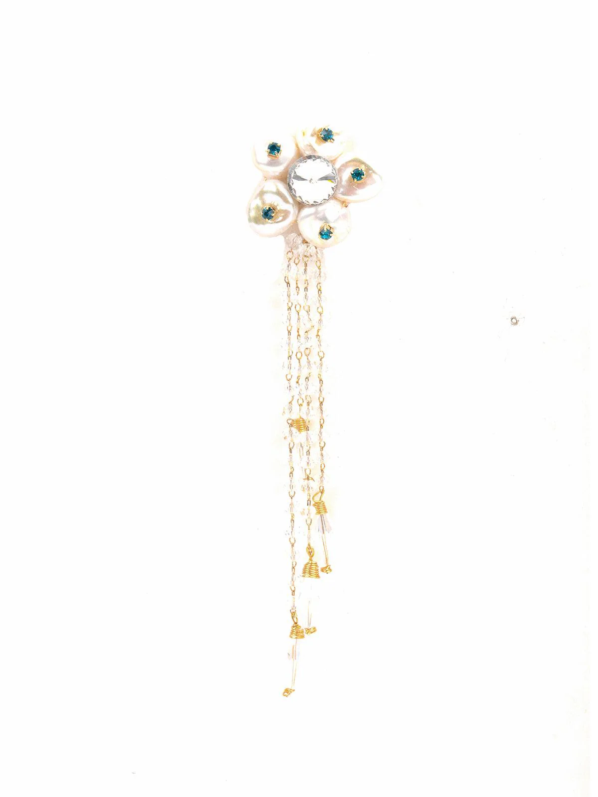 Odette Women White Floral Beautiful Tassel Earrings - Image 4