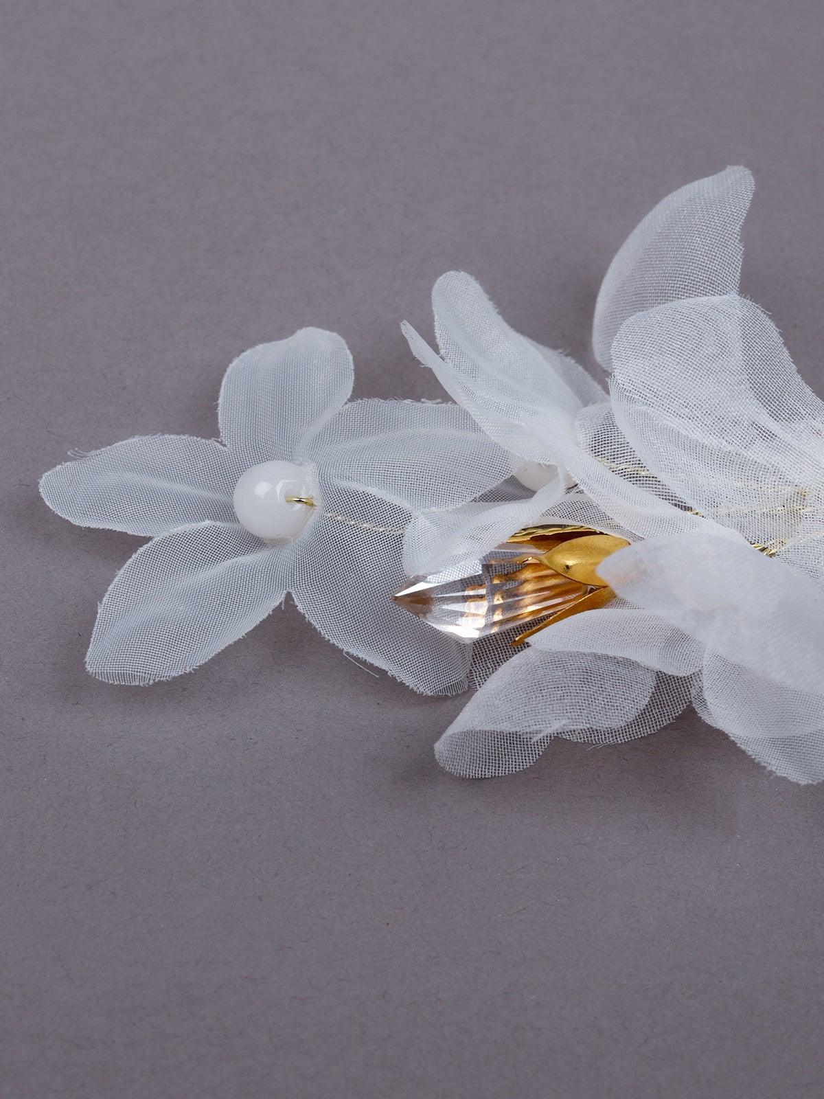 Odette Women White Fabric Brooch - Image 5
