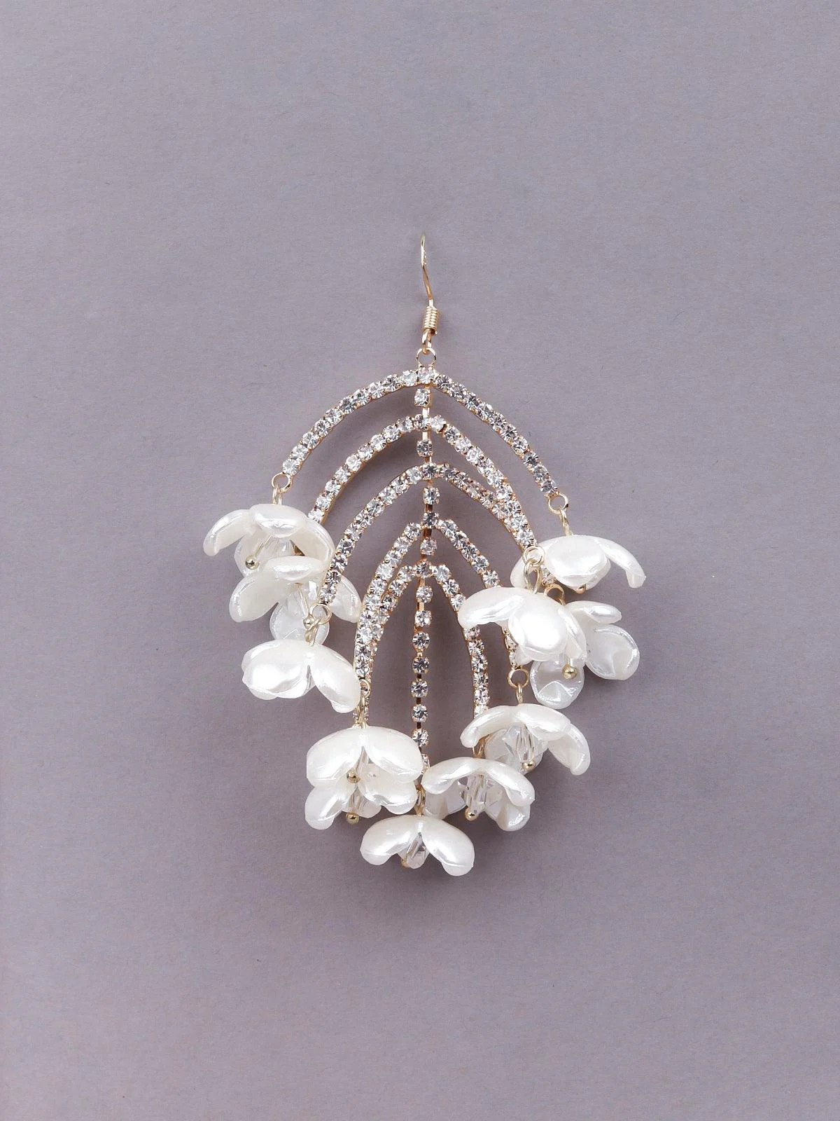 Odette White Floral Statement Earrings For Women - Image 4