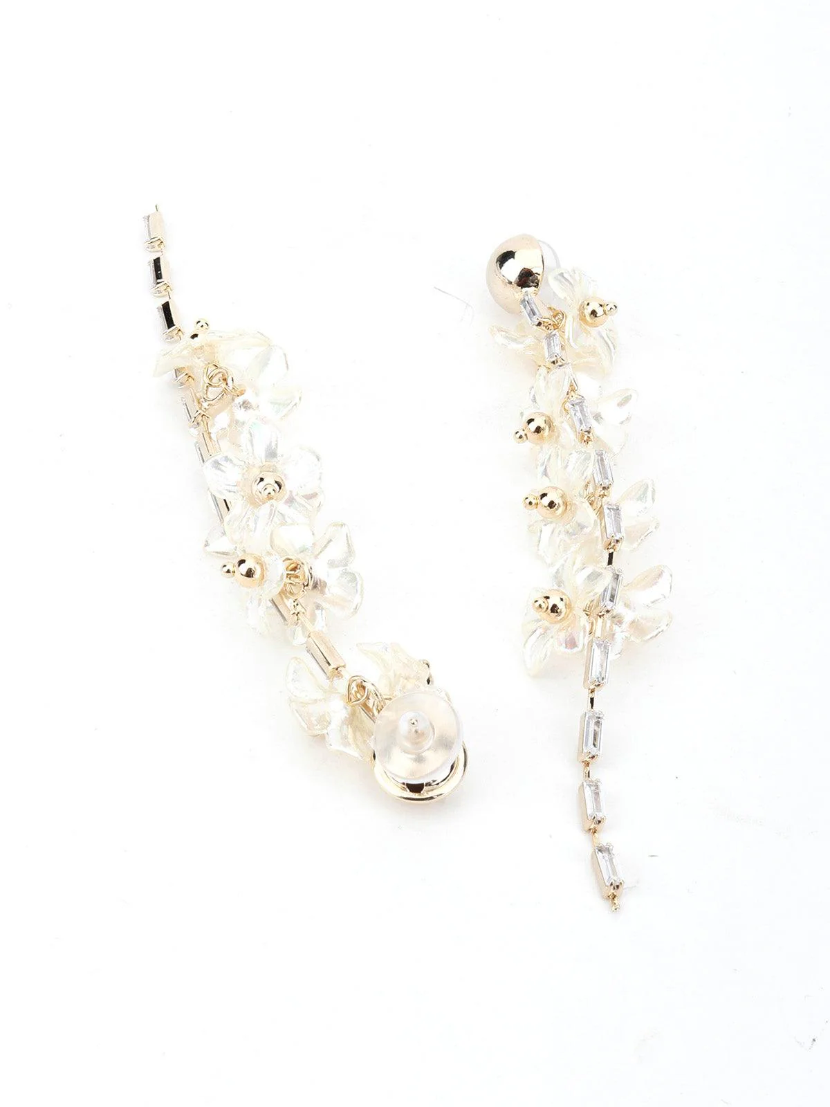 Odette Women White Floral Tassel Earrings - Image 3