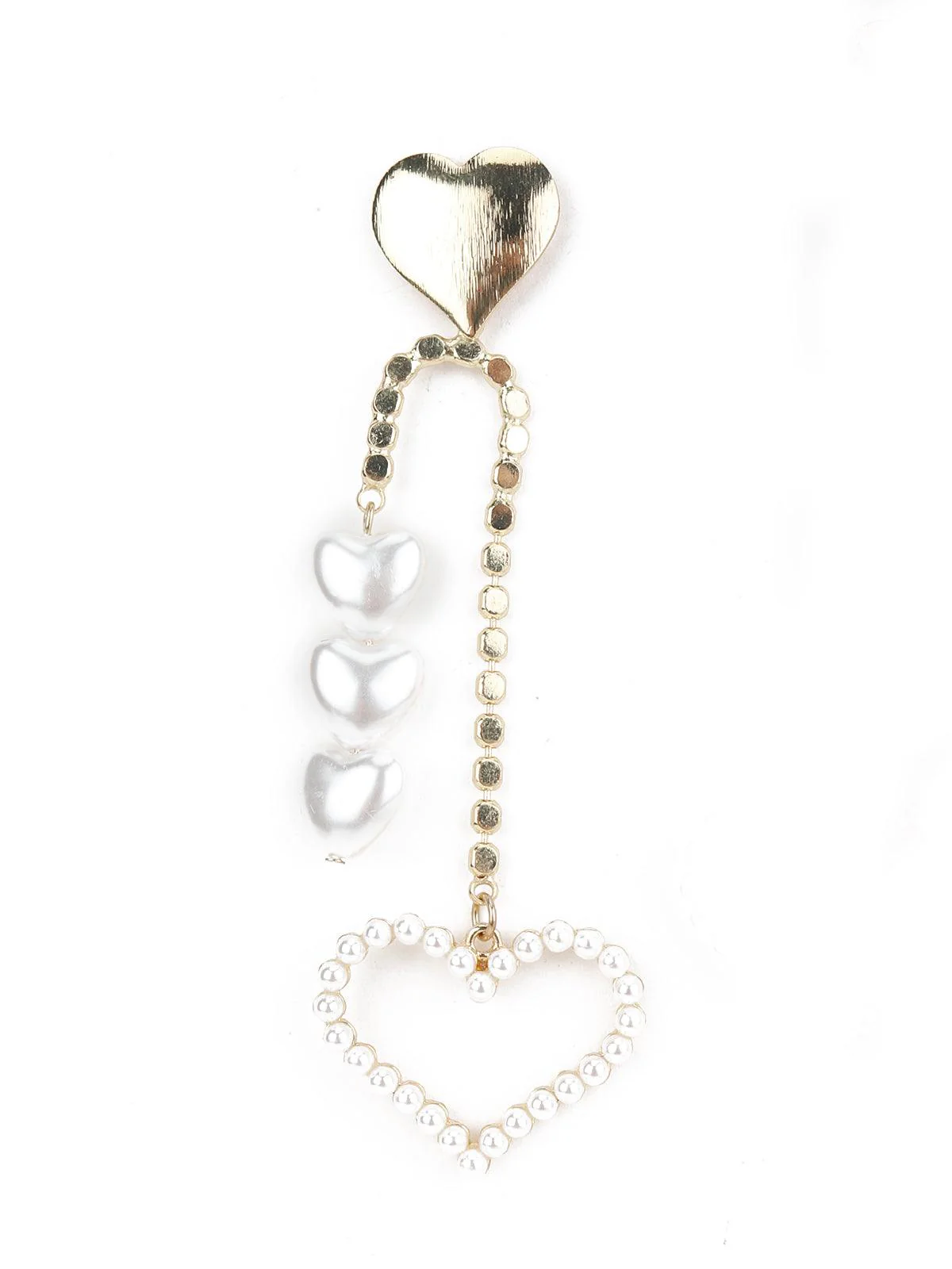 Odette Women White Gold Tone Heart Shape Dangle Earrings - Image 4