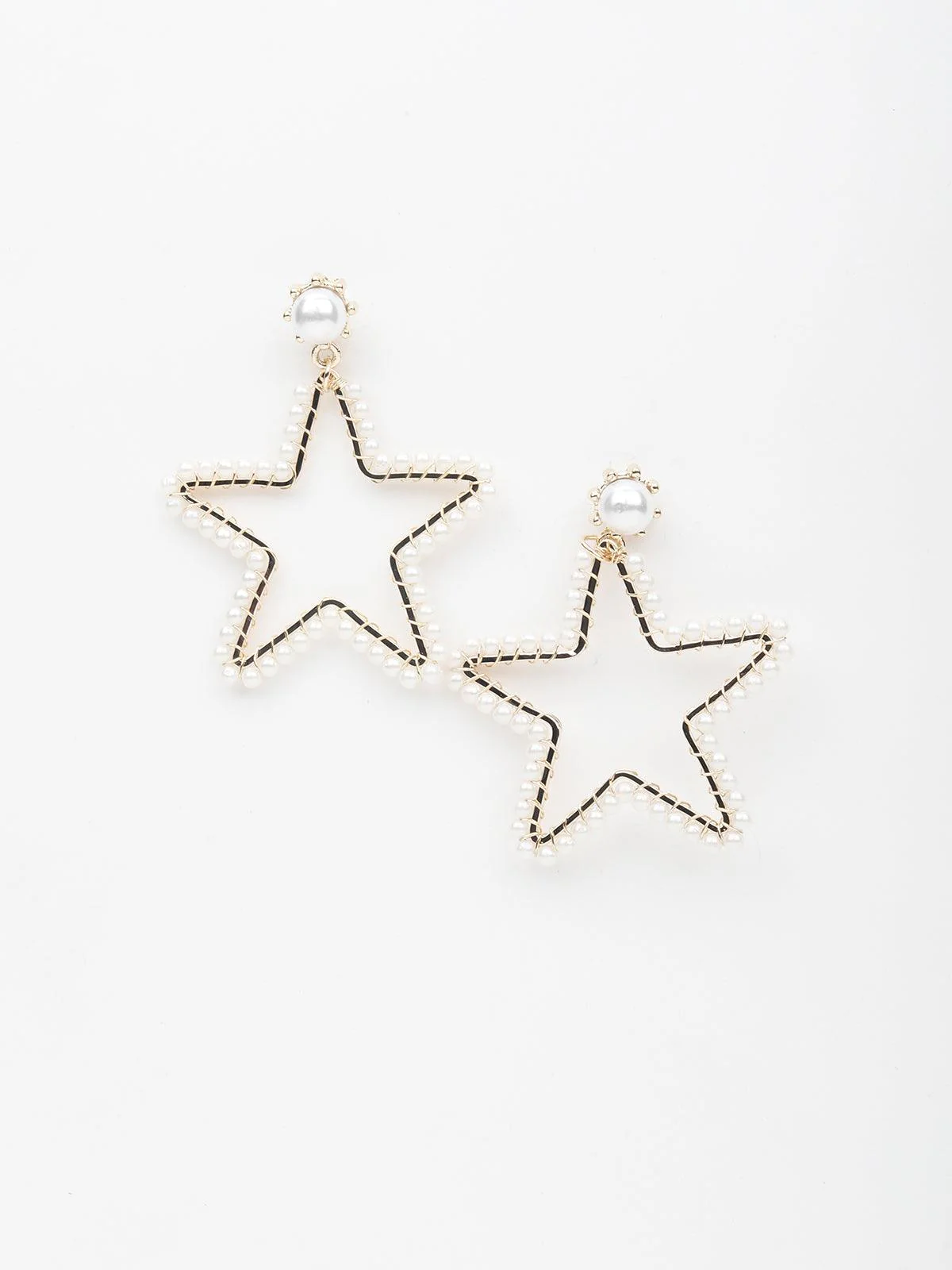 Odette Women White Gold Tone Star Shape Lovable Dangle Earrings - Image 3