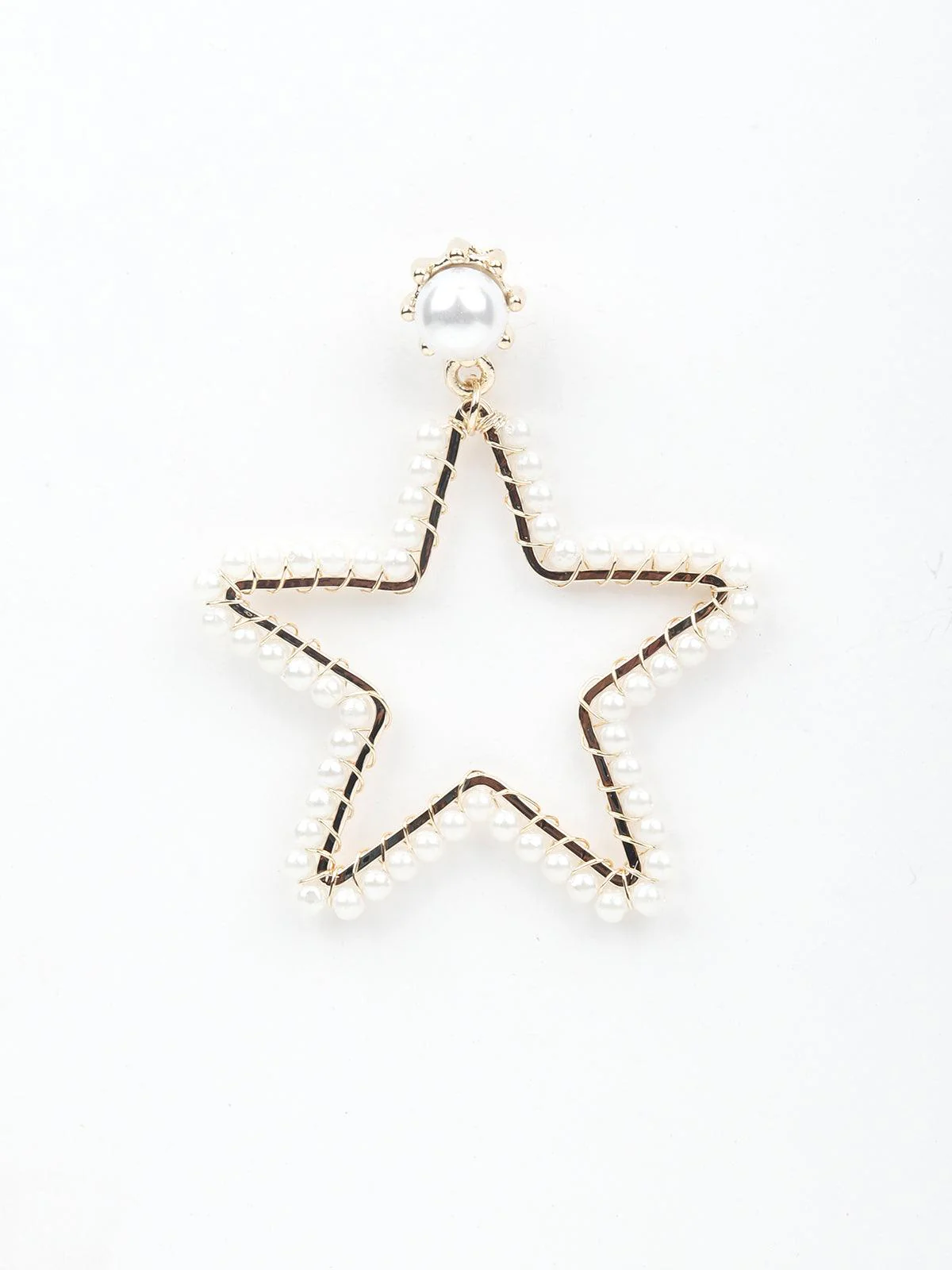 Odette Women White Gold Tone Star Shape Lovable Dangle Earrings - Image 4