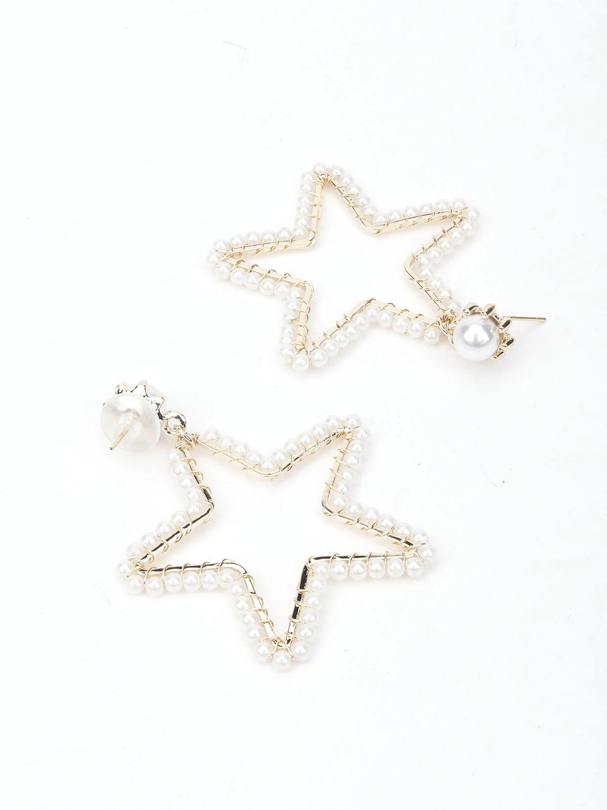 Odette Women White Gold Tone Star Shape Lovable Dangle Earrings - Image 6