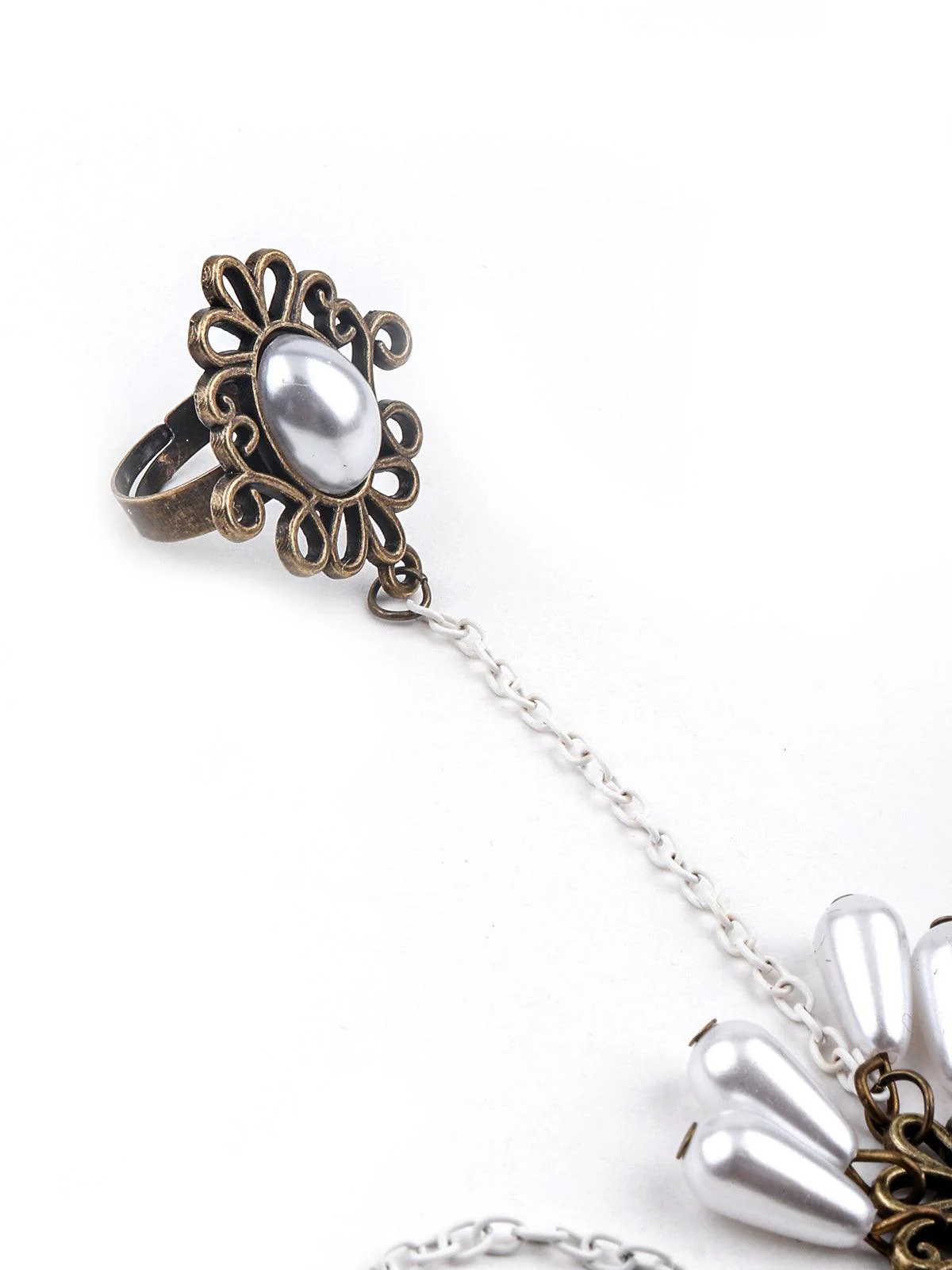 Odette Women White Lace Bracelet Secured With A Ring Chain - Image 6