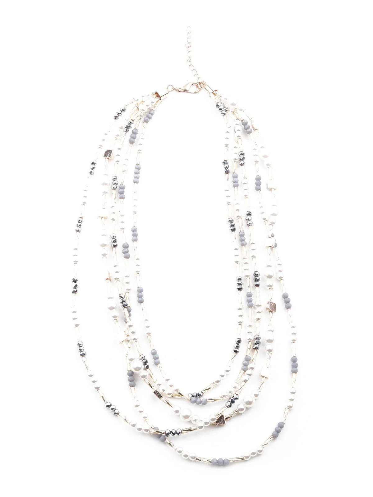 Odette Women White Multerlayered Statement Necklace