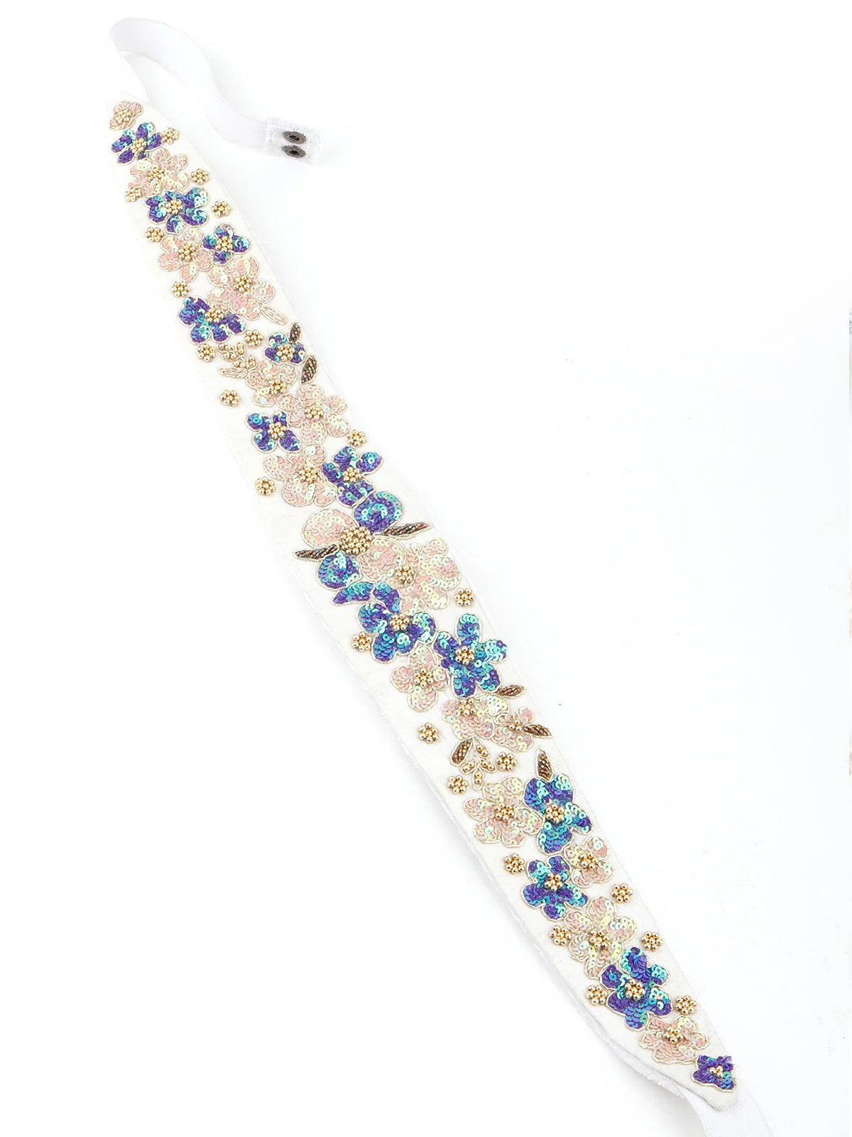 Odette Women White Multicolour Tickle Velvet Base Belt - Image 3