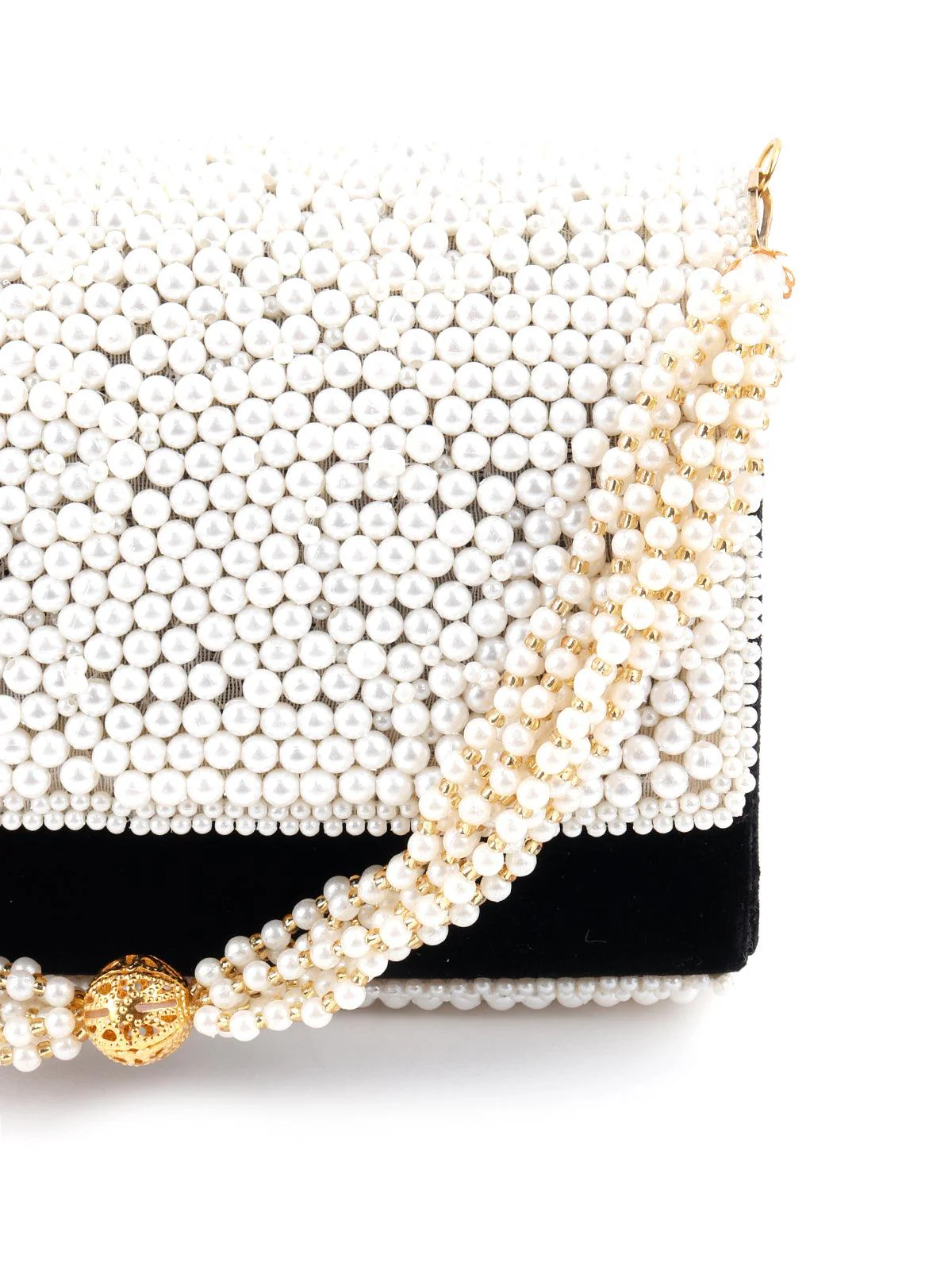 Odette Women White Pearl Embellished Clutch - Image 6