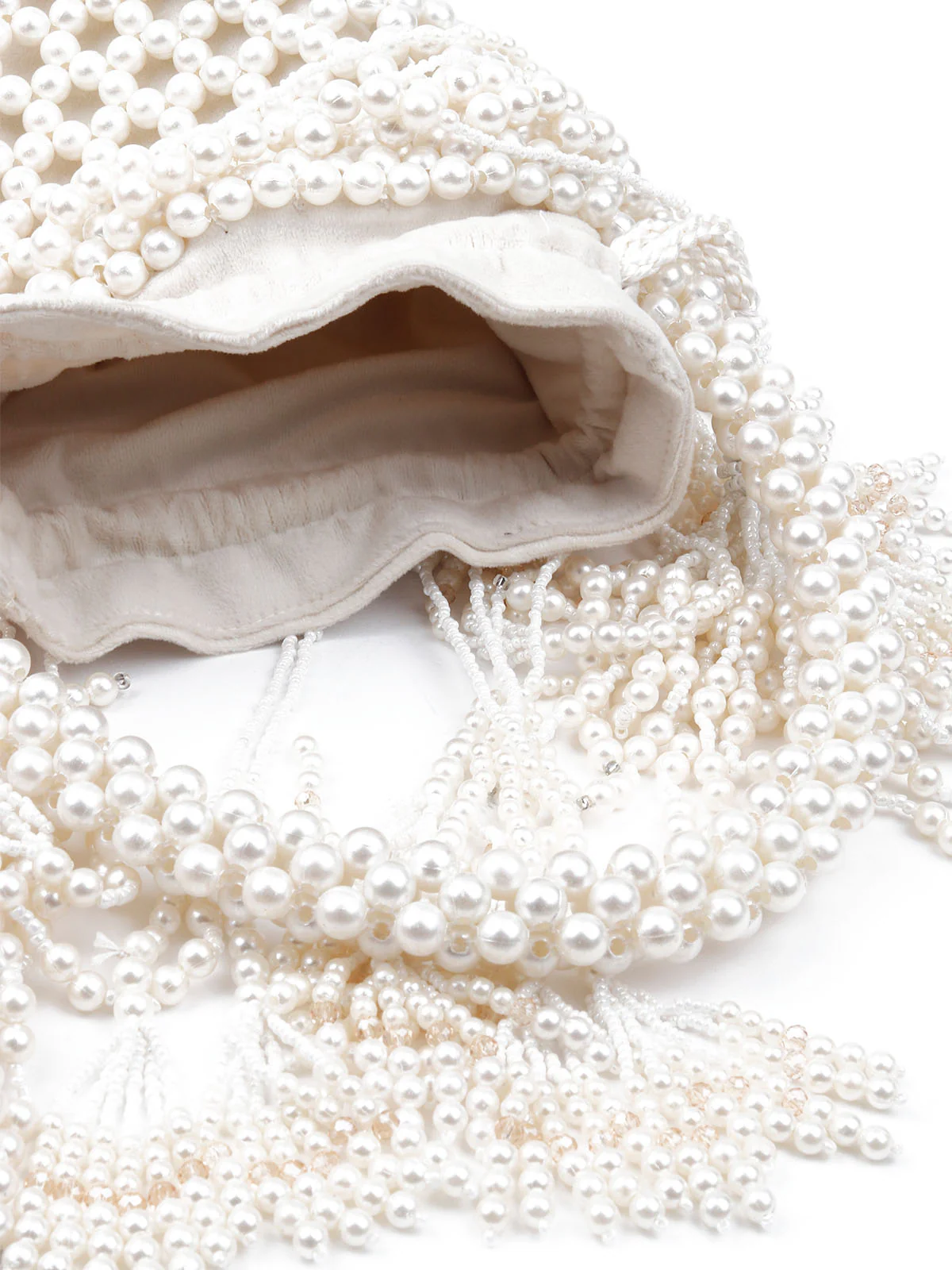 Odette Women White Pearl Embellished Potli Bag - Image 7