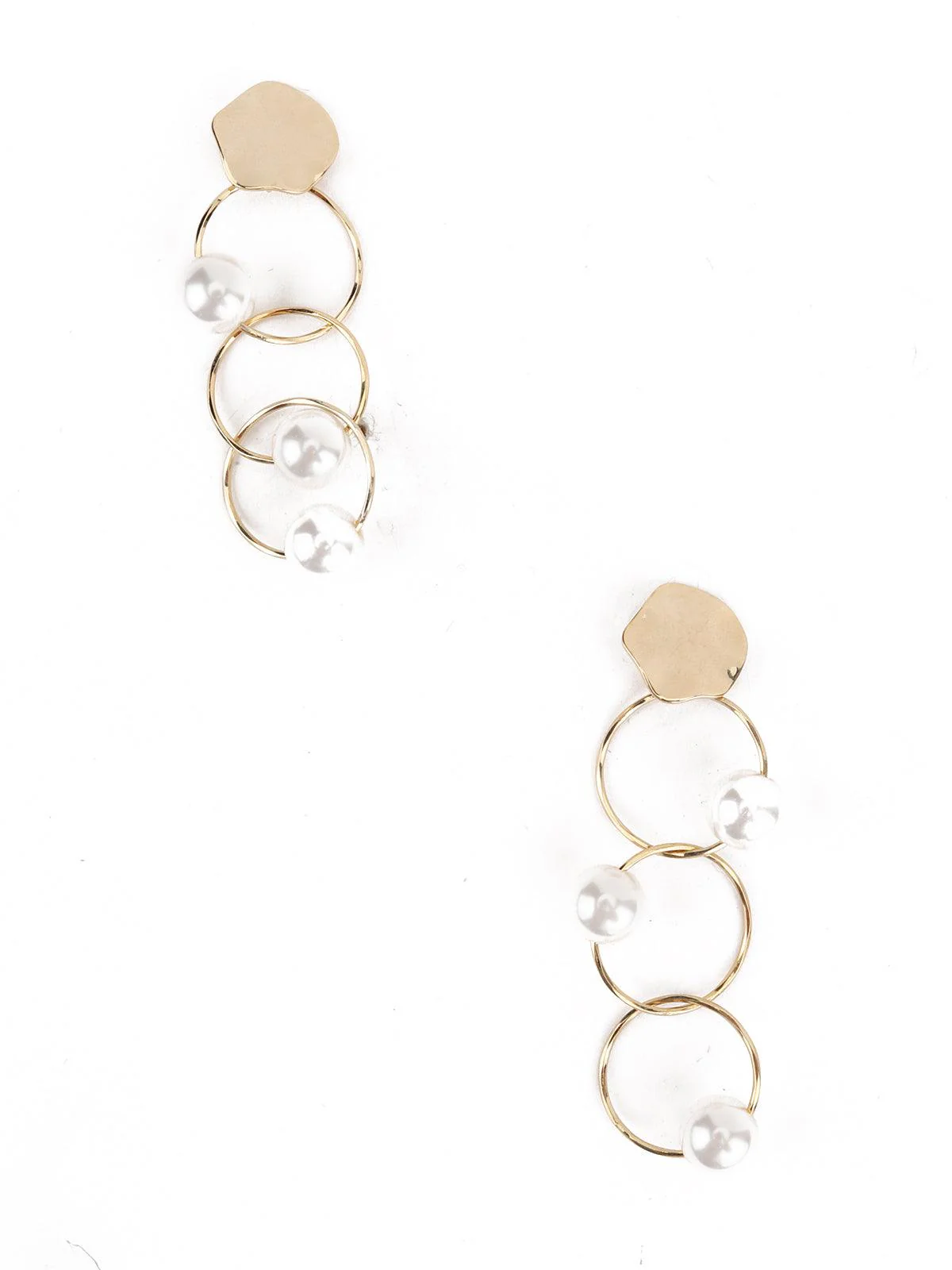 Odette Women White Pearl Gold Tone Ring Long Dangle Earrings - Image 3