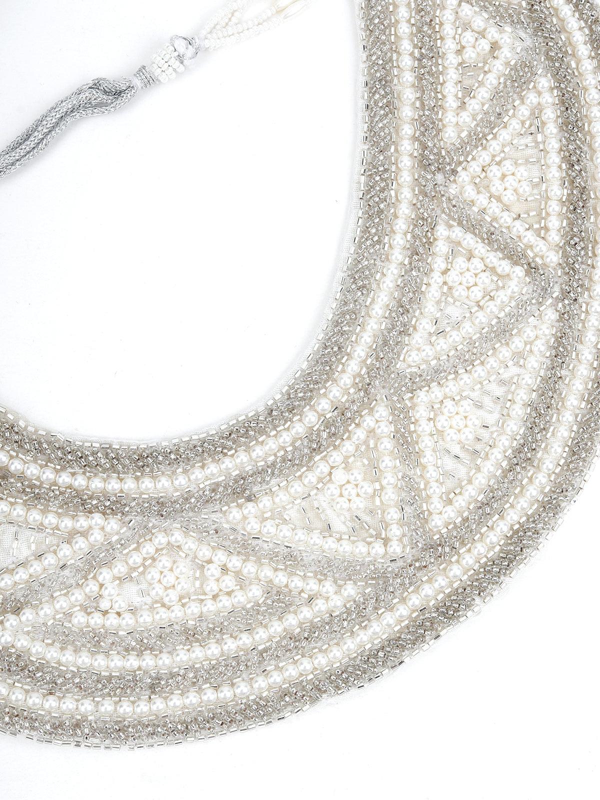Odette Women White Pearl Semi Layered Necklace - Image 5