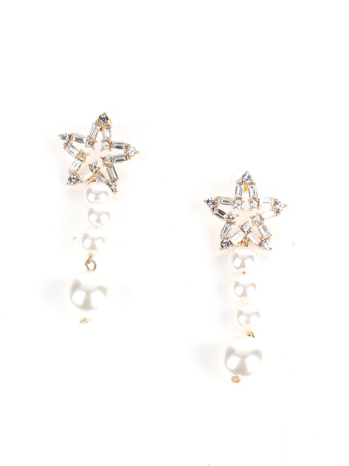 Odette Women clear-Golden-White Metal Earrings - Image 3