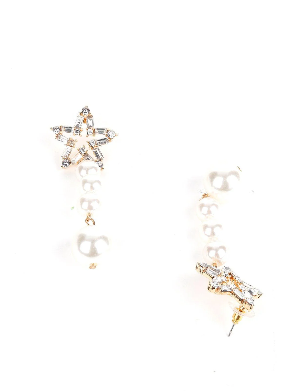 Odette Women clear-Golden-White Metal Earrings - Image 5