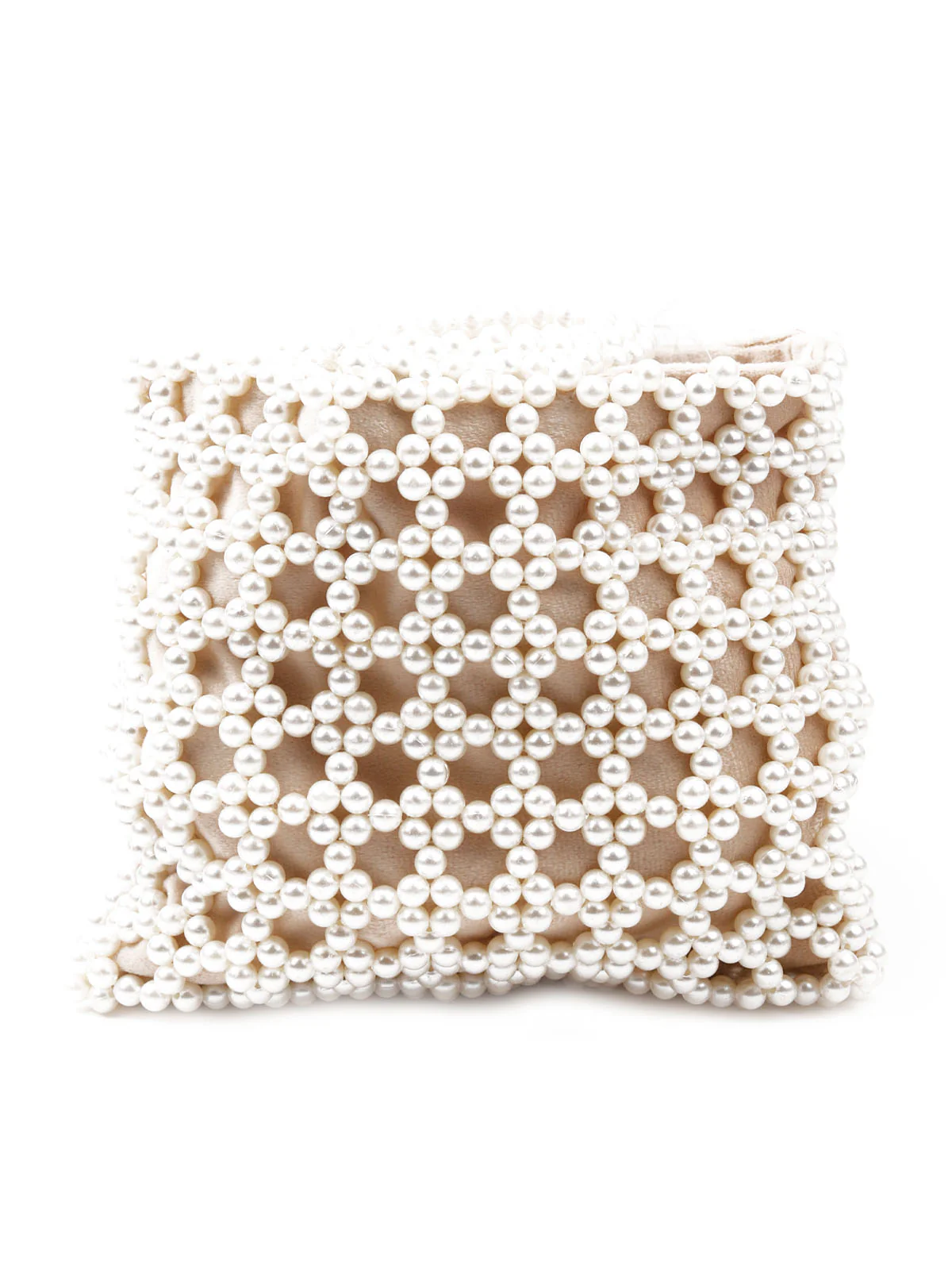 Odette Women White Pearl Woven Solid Clutch Bag - Image 5