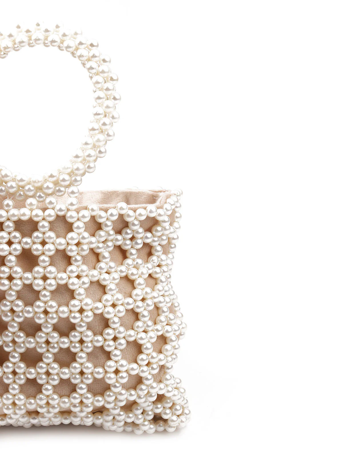 Odette Women White Pearl Woven Solid Clutch Bag - Image 6
