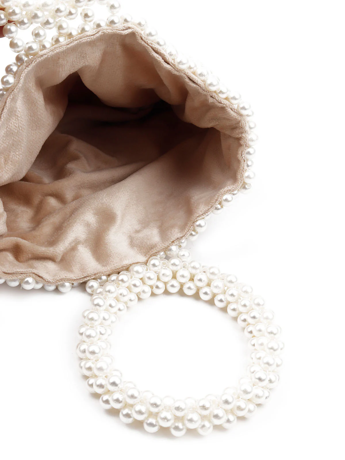 Odette Women White Pearl Woven Solid Clutch Bag - Image 7