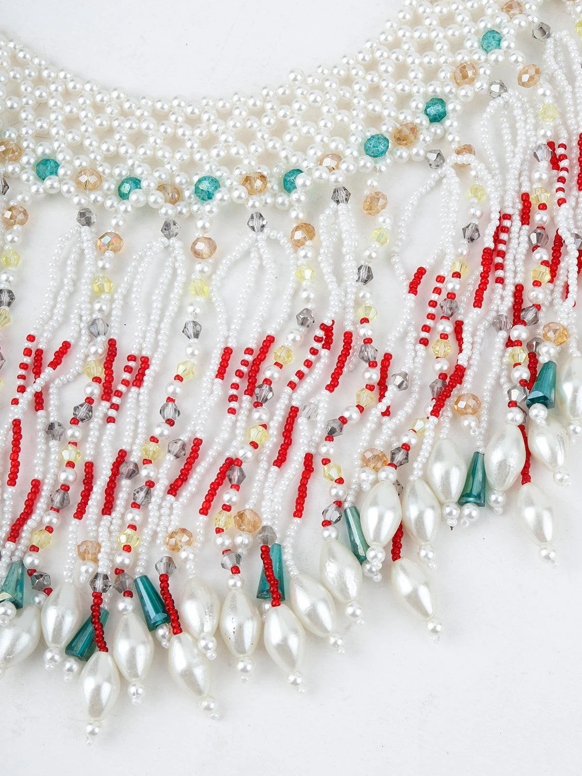 Odette Women White Pearls Semi Studded Choker Necklace - Image 5