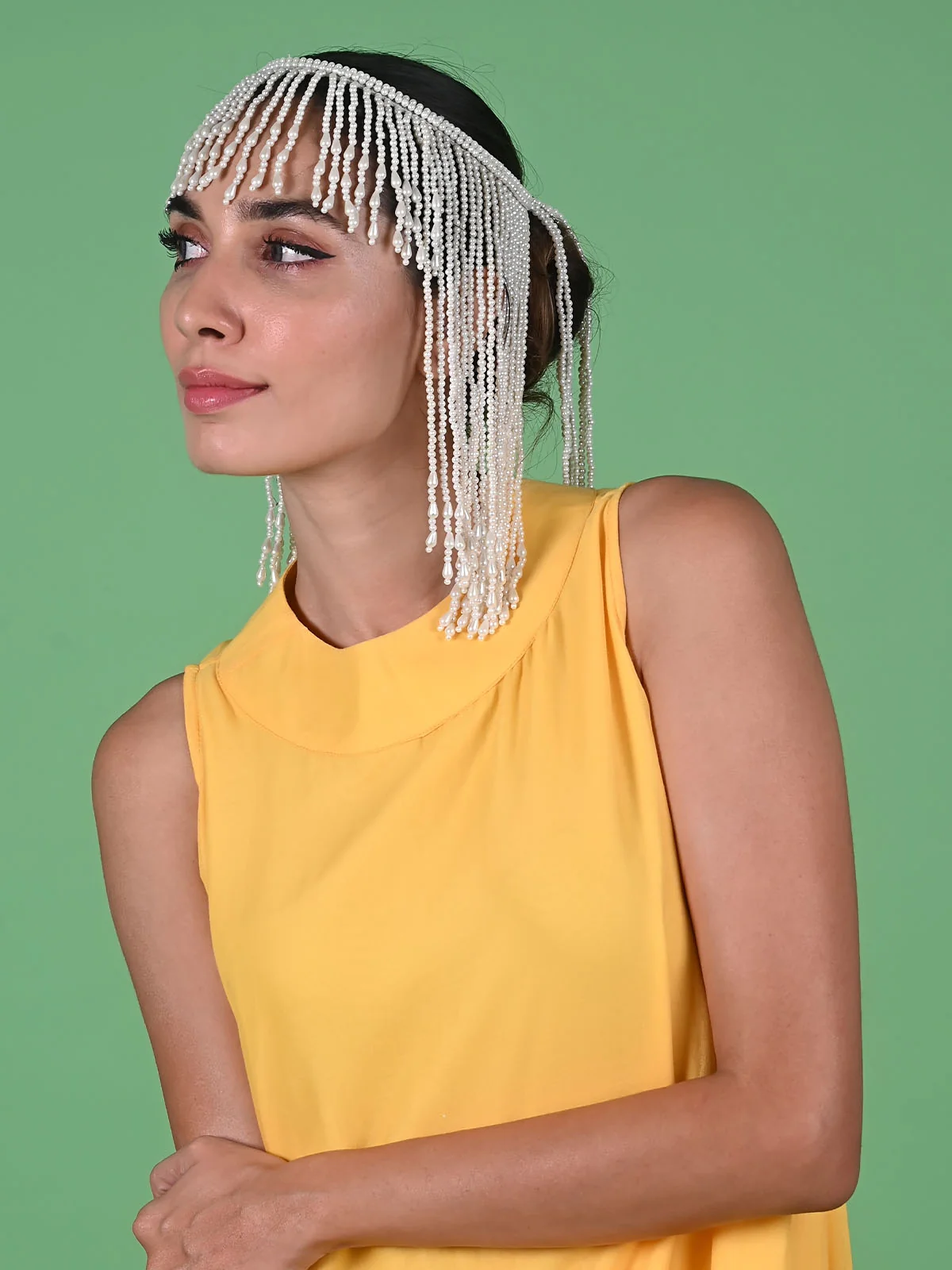 Odette White Pearls Tribal Hair Band For Women - Image 3