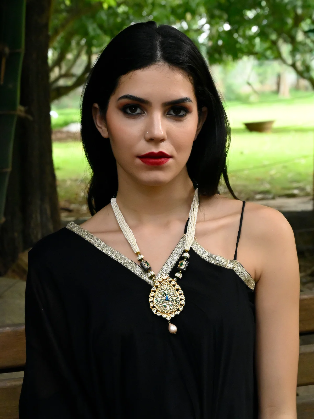 Odette Women White Pearls With Pendant Necklace - Image 2