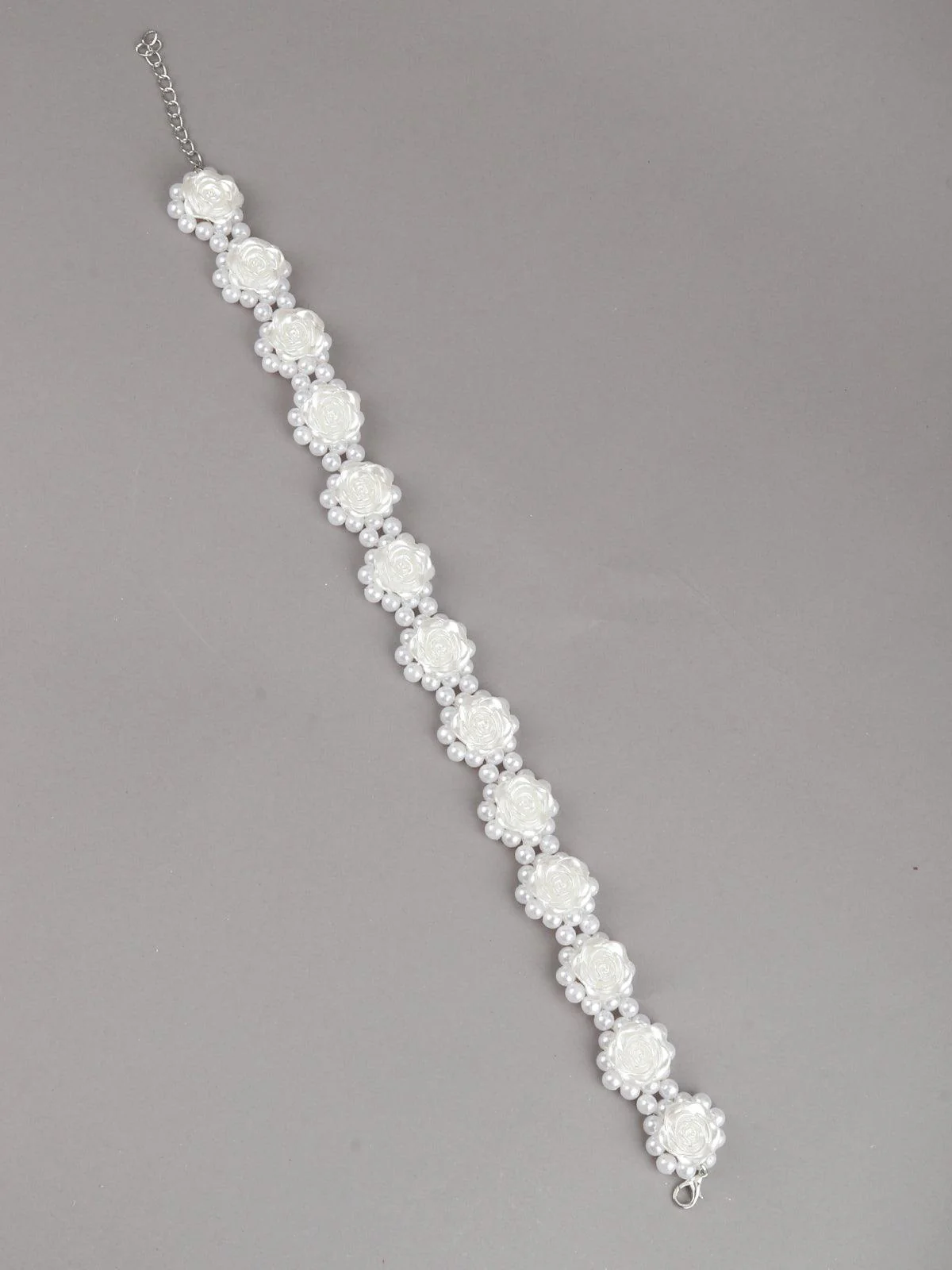 Odette Women White Roses Pearl Choker Neckpiece - Image 4