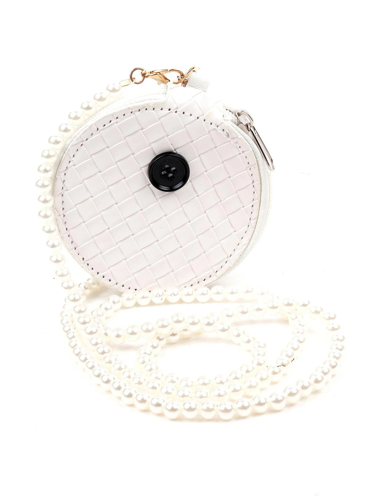 Odette Women White Rounded Pearl Chain Sling Bag - Image 3