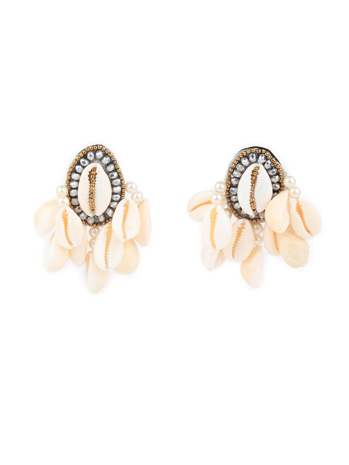 Odette Women White Seashell Necklace Set With Earrings - Image 5