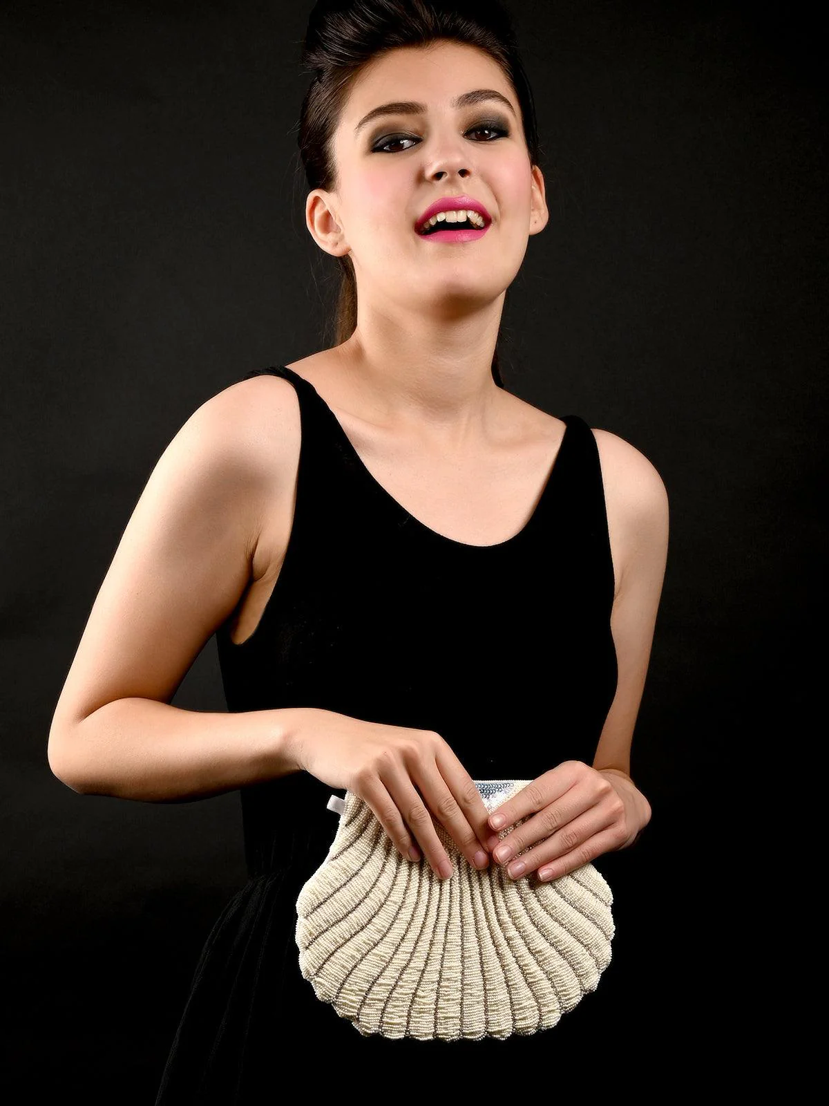 Odette Women White Sequin Embellished Clutch - Image 2