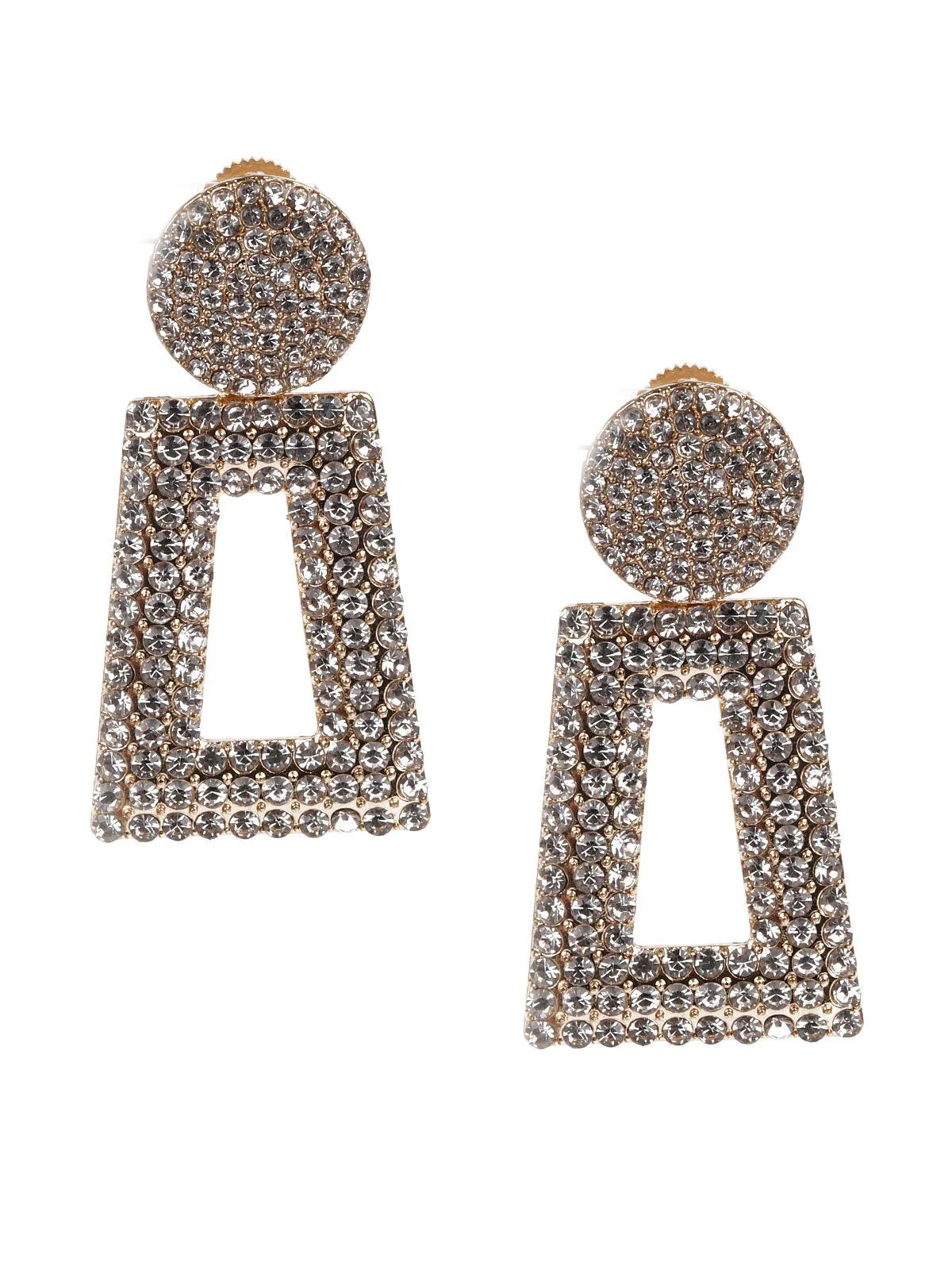 Odette Women White Stone Studded Dangle Earrings