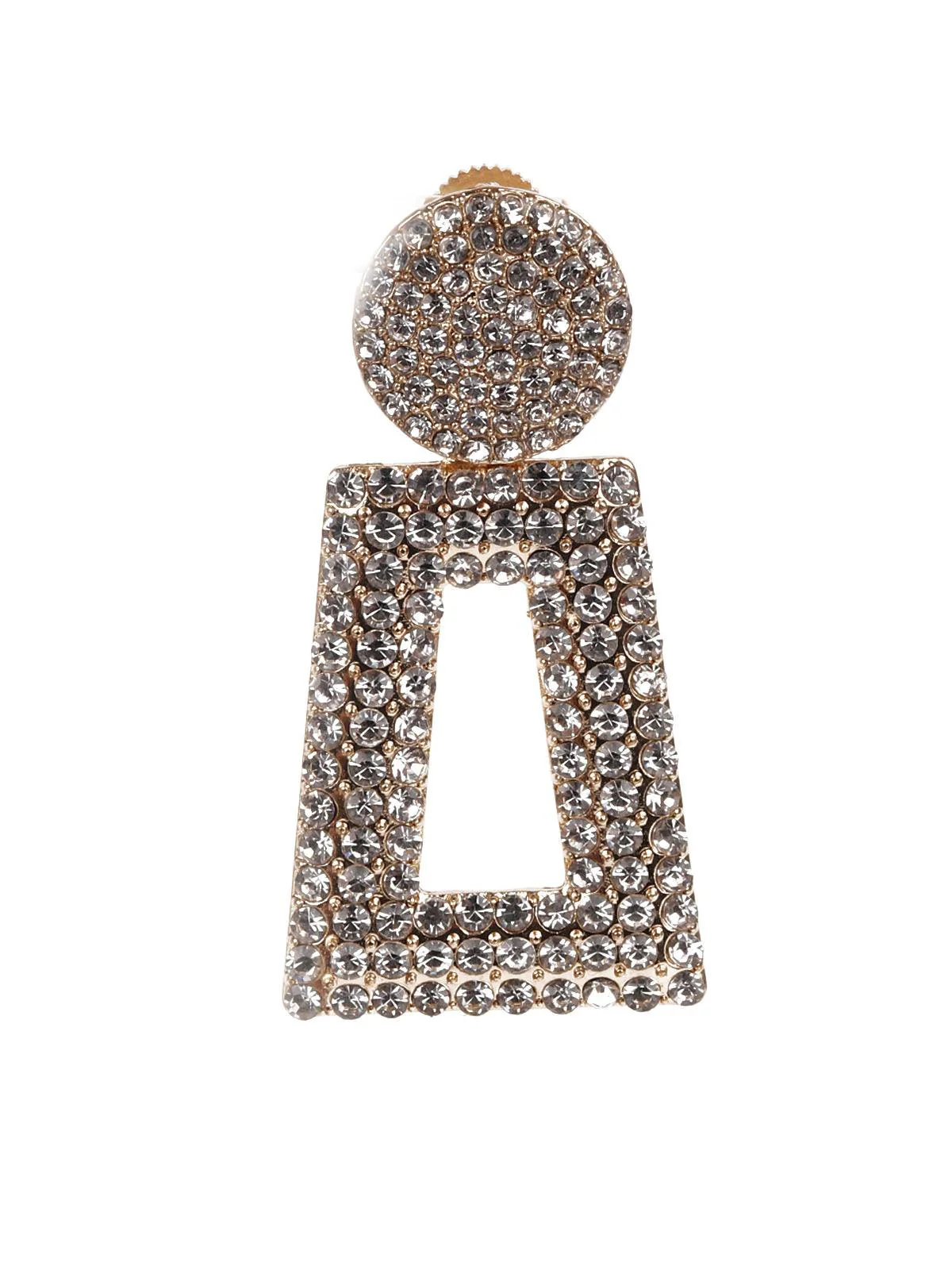 Odette Women White Stone Studded Dangle Earrings - Image 2