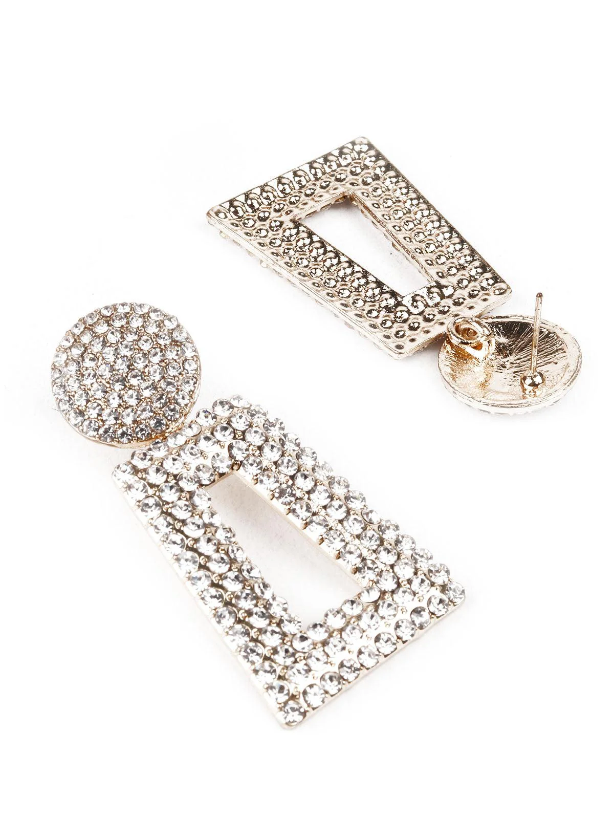 Odette Women White Stone Studded Dangle Earrings - Image 3