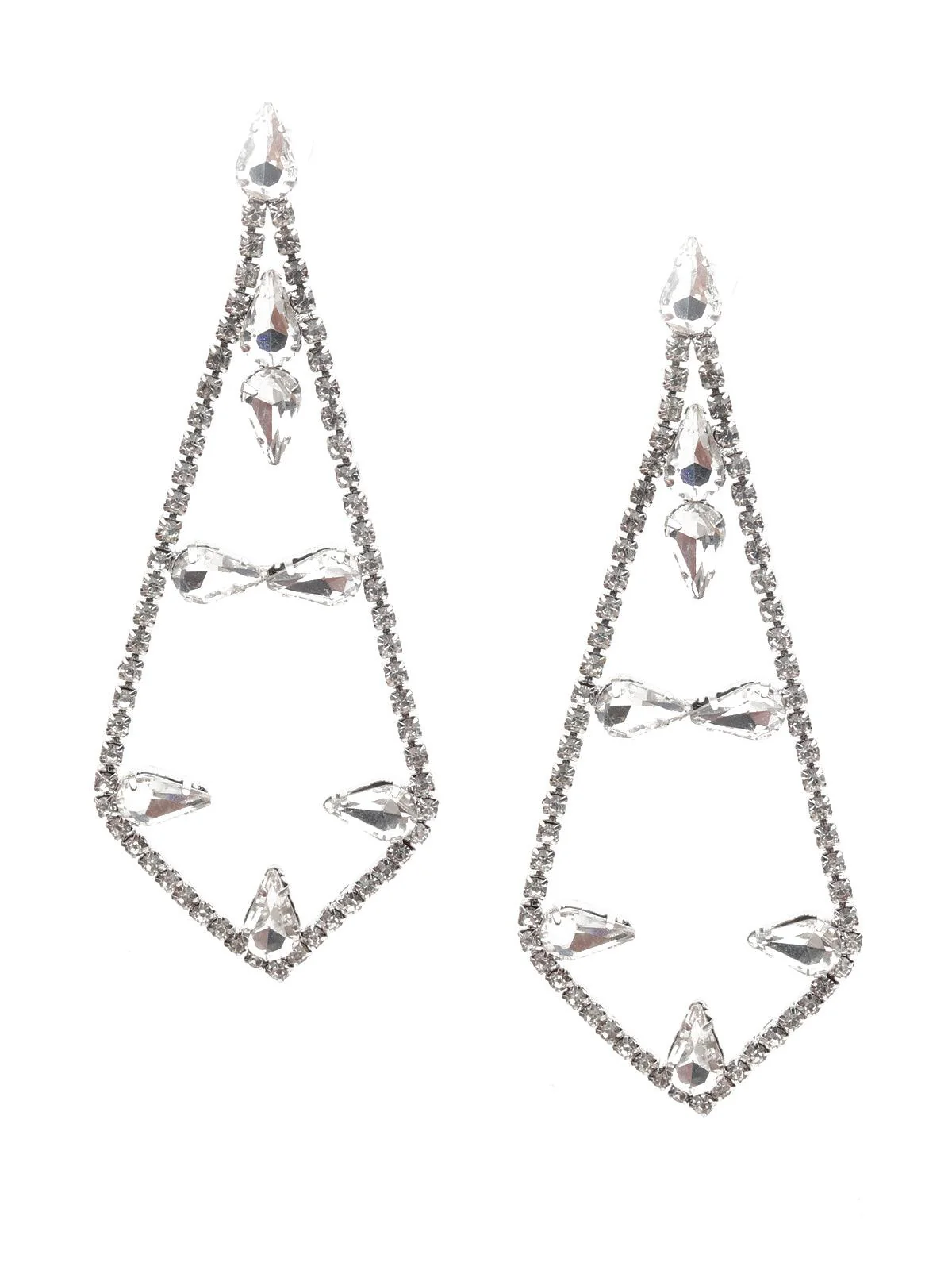 Odette Women White Studded Dangle Earrings