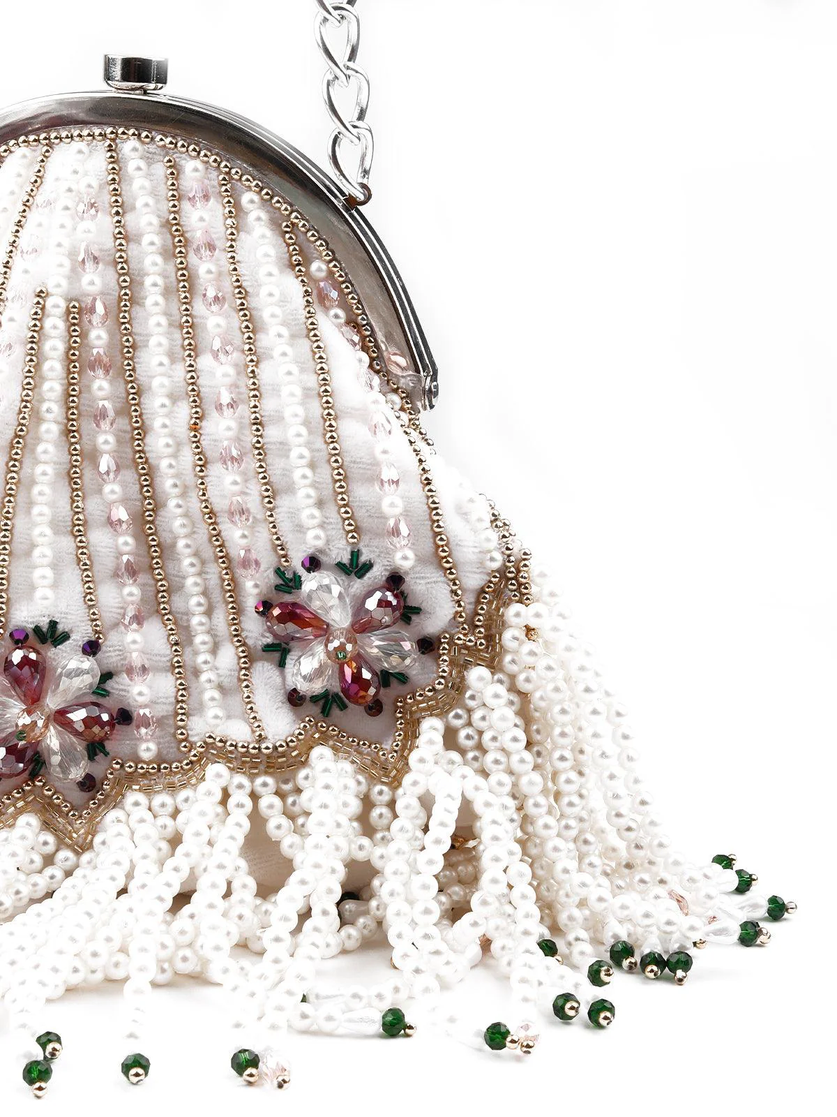 Odette Women White Stunning Tassel Embellished Sling Bag - Image 6