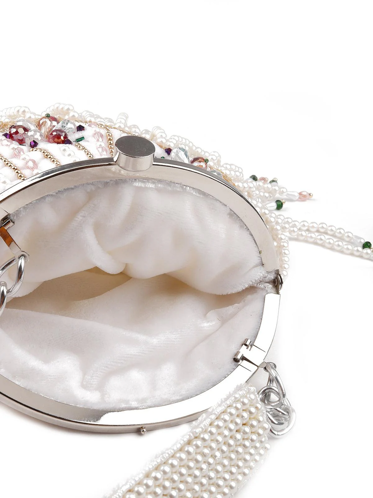 Odette Women White Stunning Tassel Embellished Sling Bag - Image 7