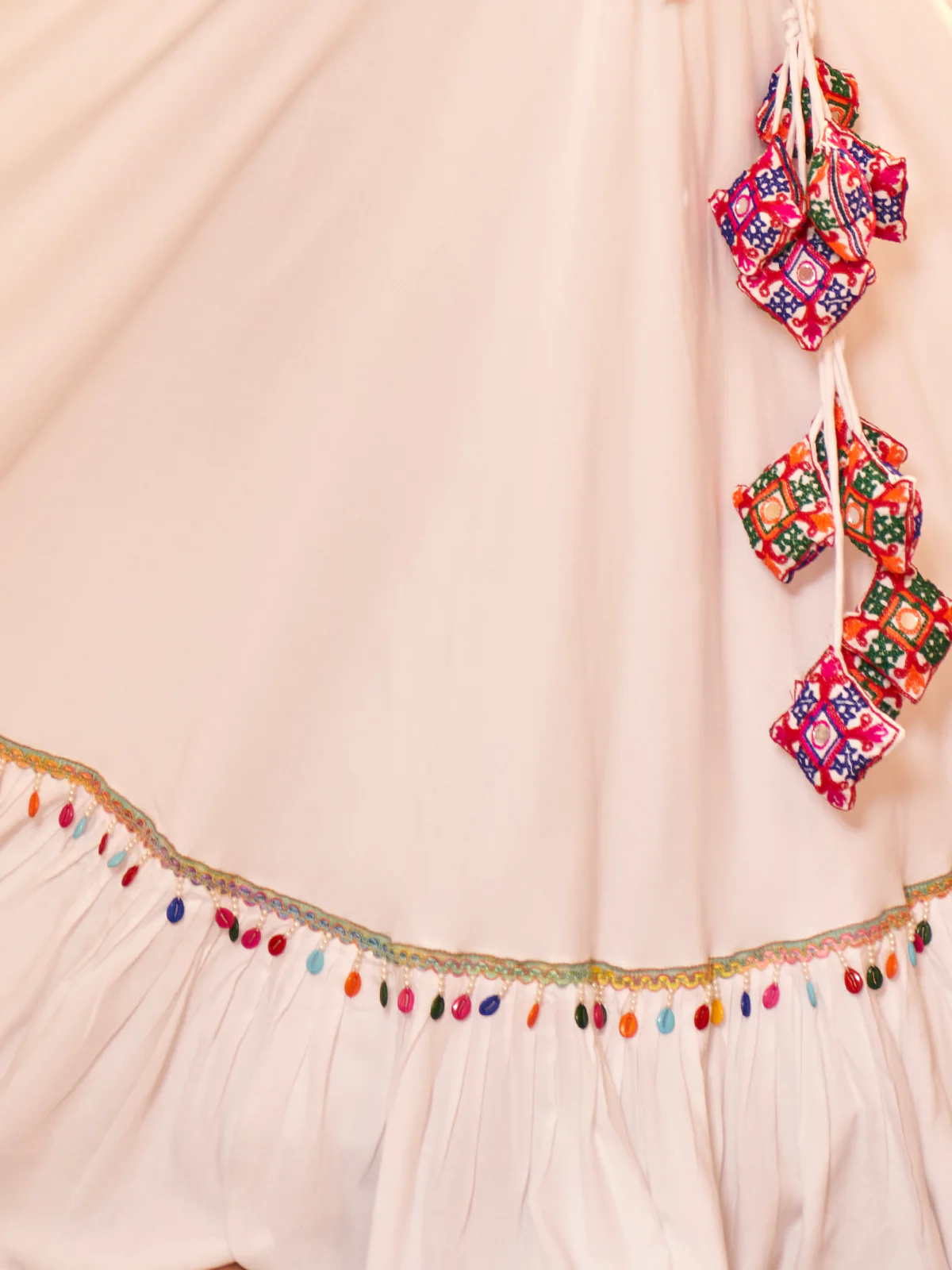 Odette White Viscose Rayon Embroidered  Stitched Lehenga Choli For Women - Image 5