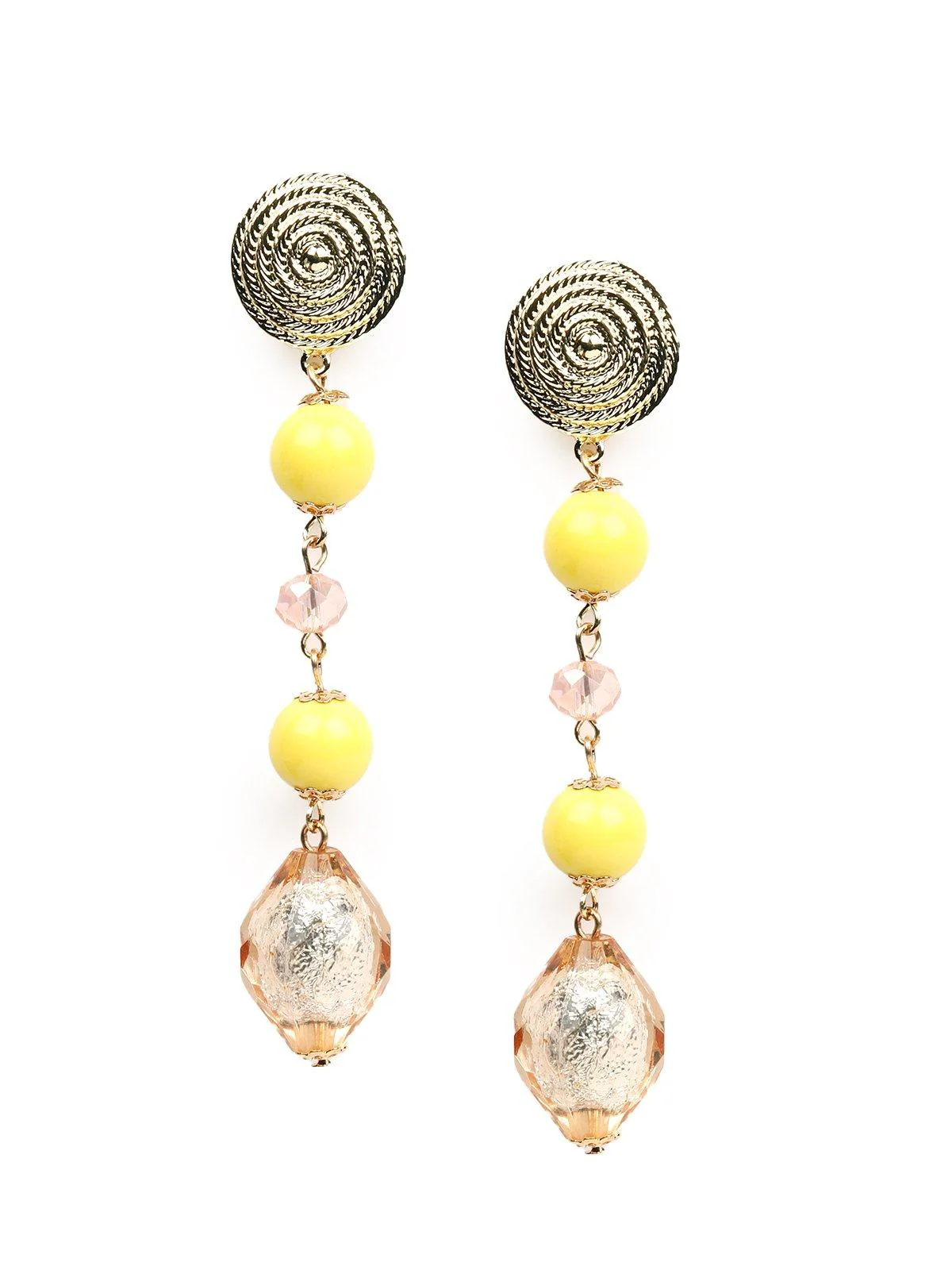 Odette Women Yellow And Gold Metal Long Earrings - Image 3