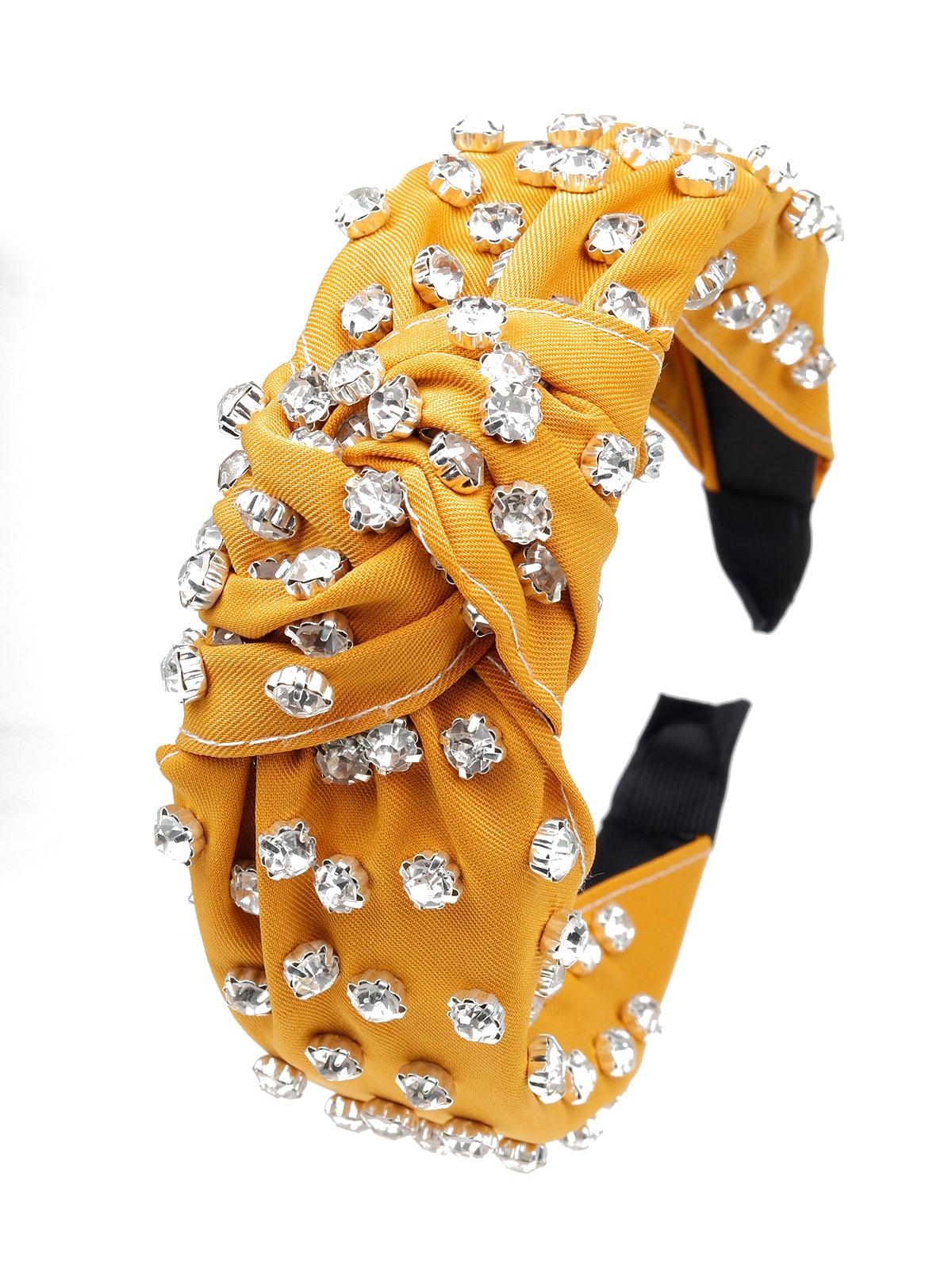 Odette Women Yellow Rhinestones Hairband - Image 5