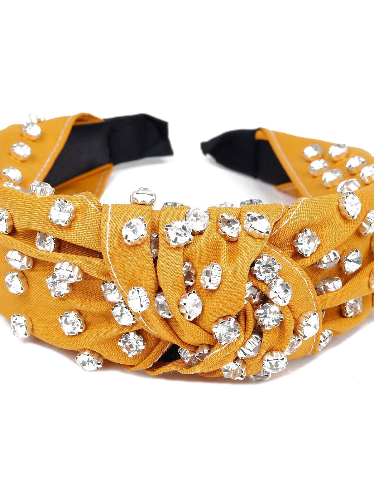 Odette Women Yellow Rhinestones Hairband - Image 6