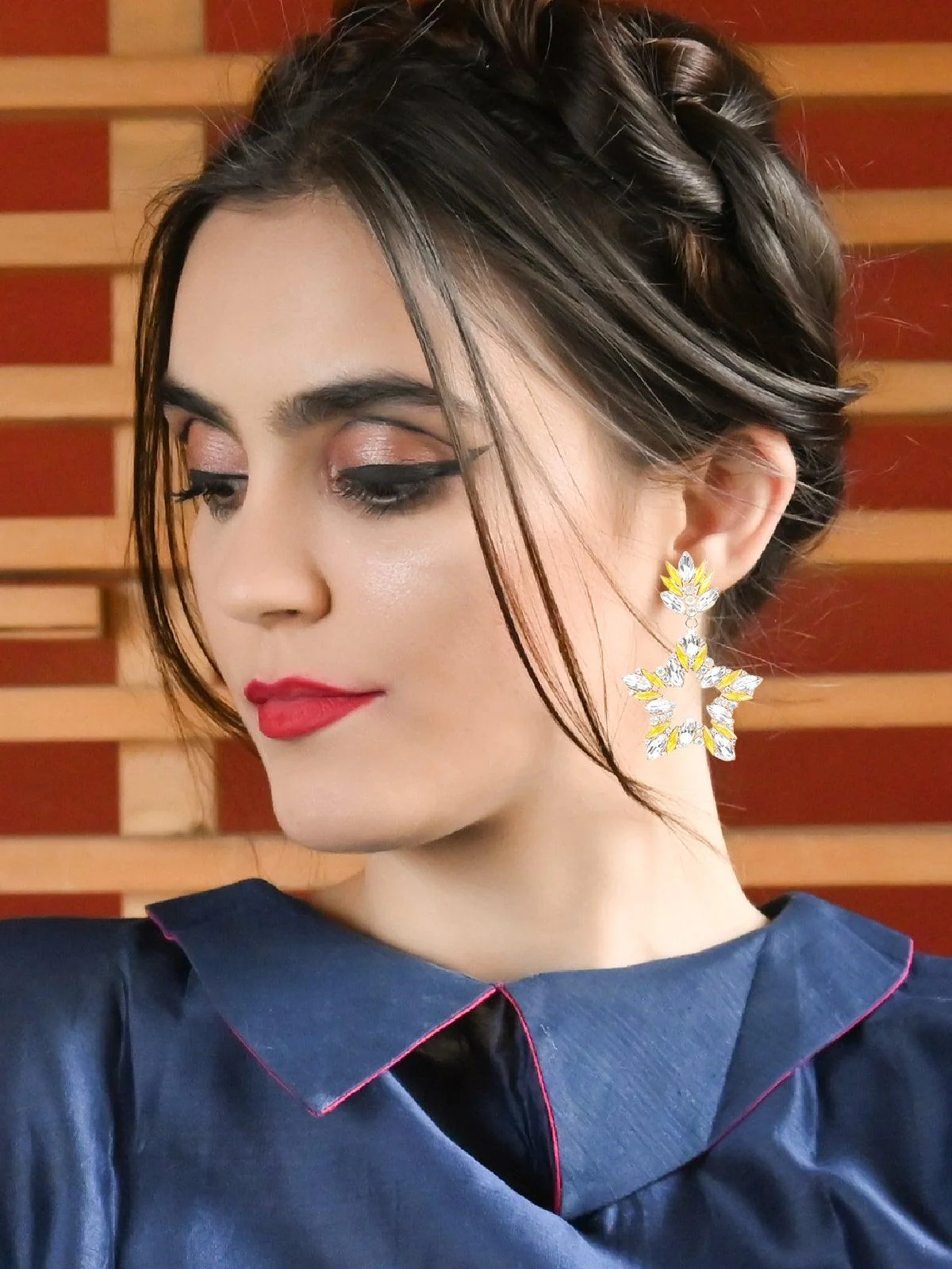 Odette Women Yellow Metal Earrings - Image 2