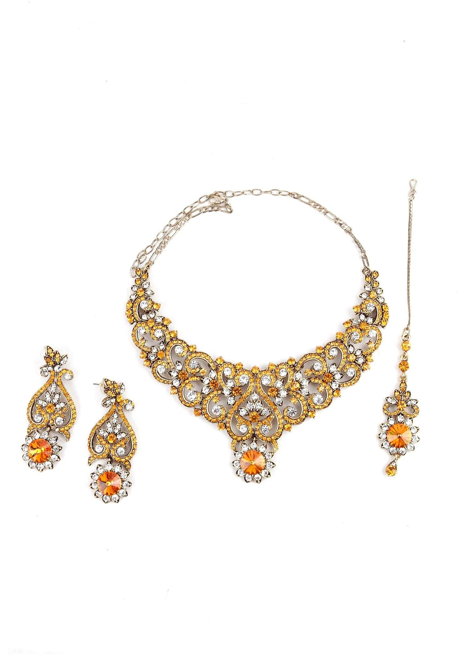 Odette Women Yellow Crystal Necklace Set - Image 3