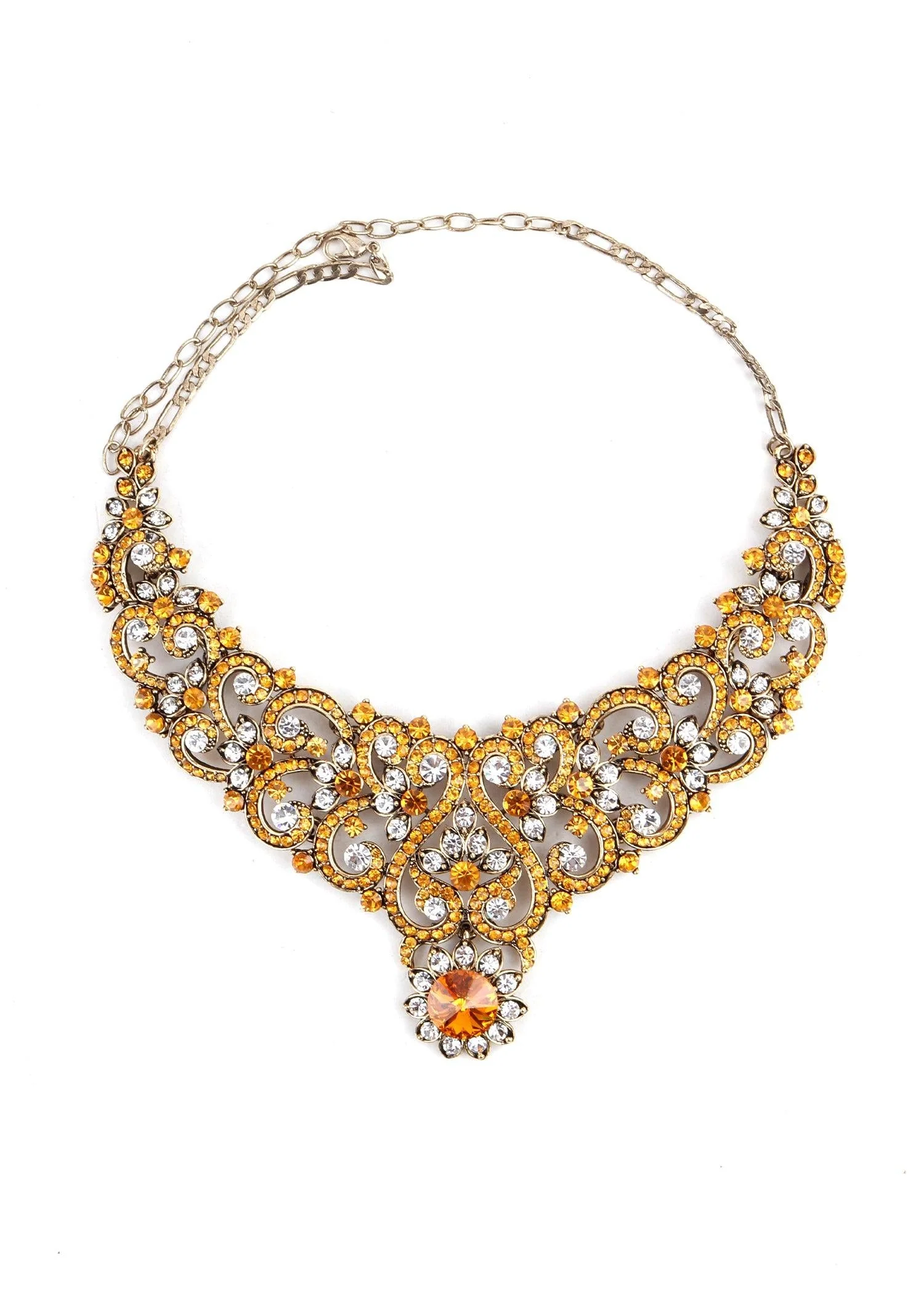 Odette Women Yellow Crystal Necklace Set - Image 4