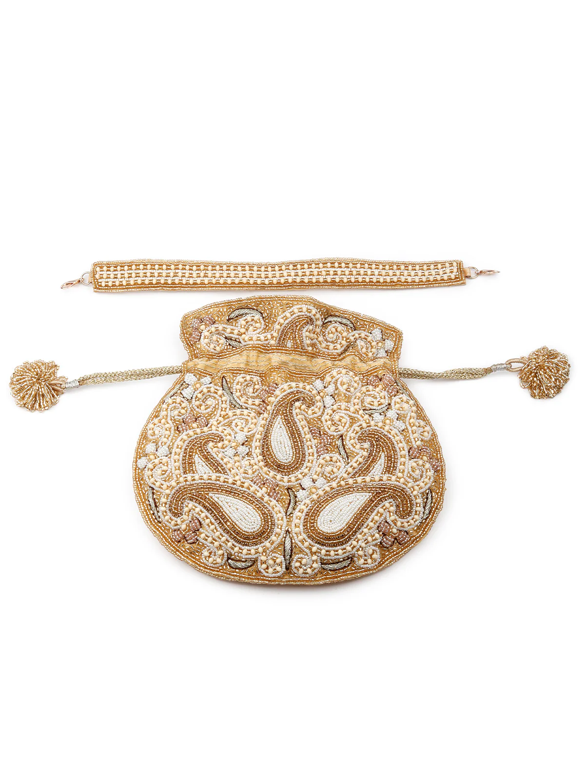 Odette Women Yellow Embellished Potli Bag - Image 4