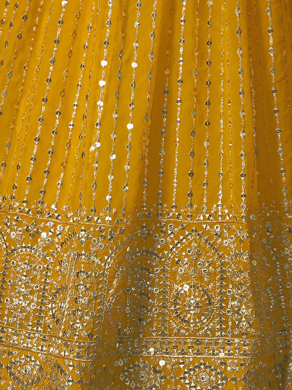 Odette Women Yellow Embroidered Semi Stitched Lehenga With Unstitched Blouse - Image 6