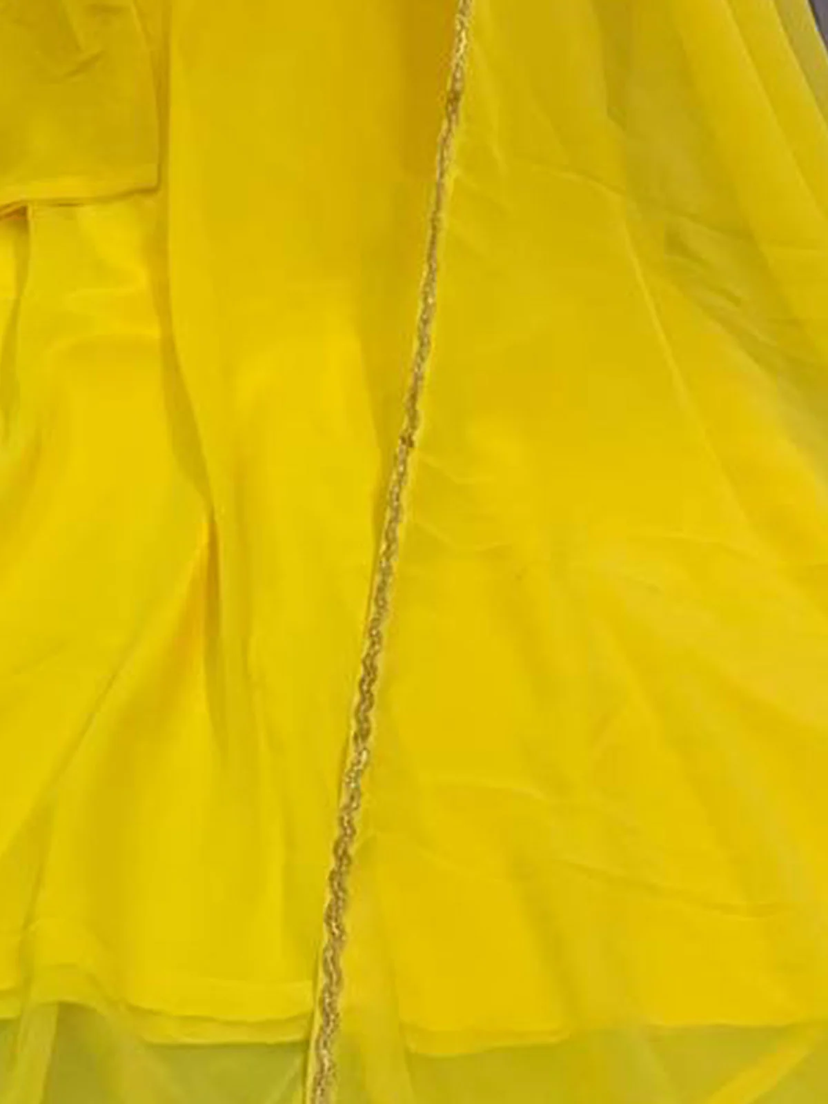 Odette Women Yellow Georgette Semi Stitched Gown - Image 2