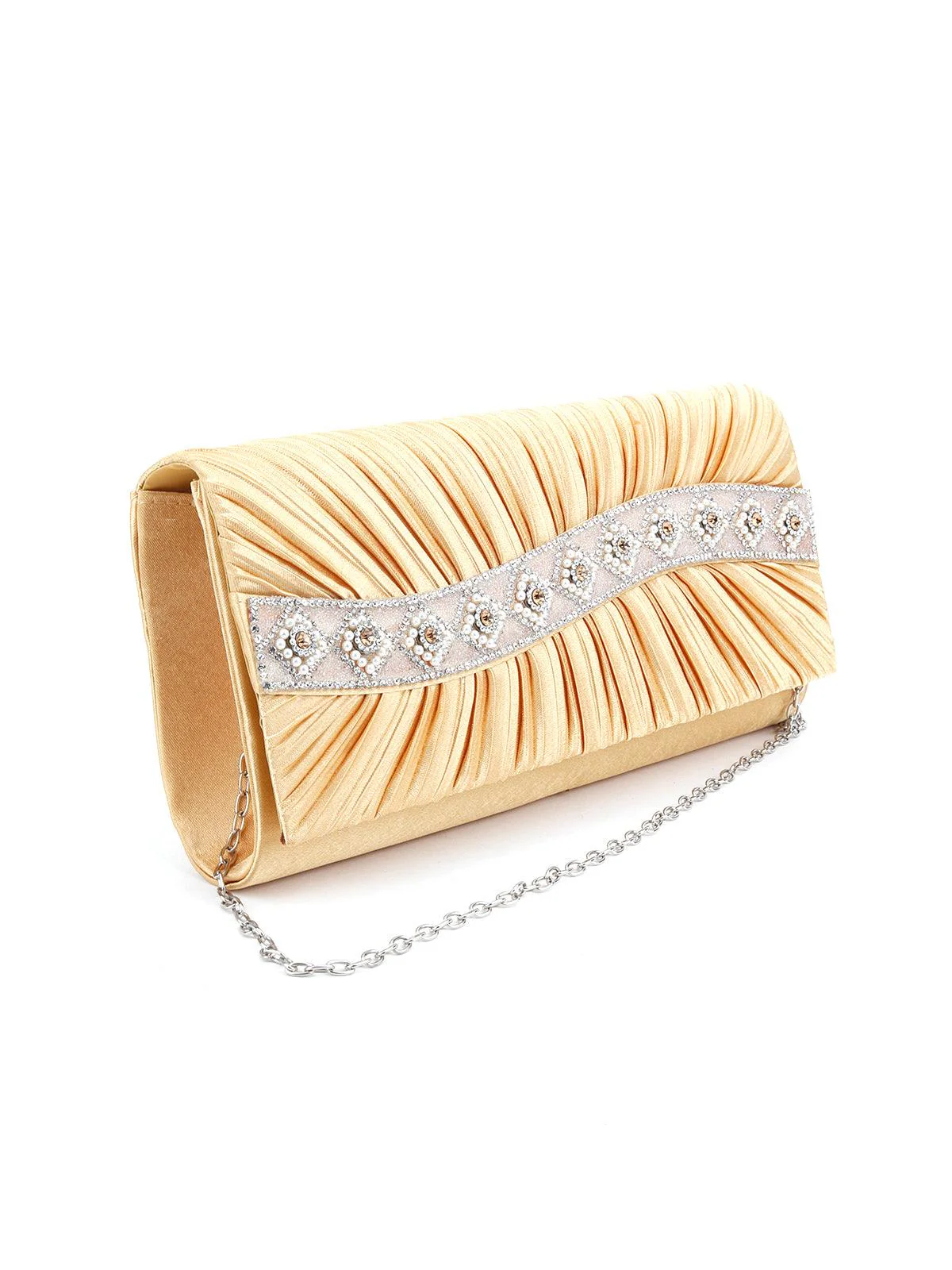 Odette Women Yellow Gold Bling Clutch - Image 4