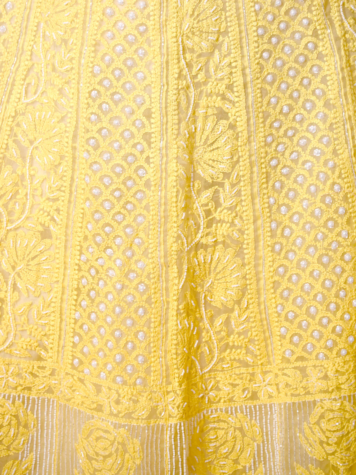 Odette Women Organza Chikankari Beads Embroidered Unstitched Kurta Set - Image 4