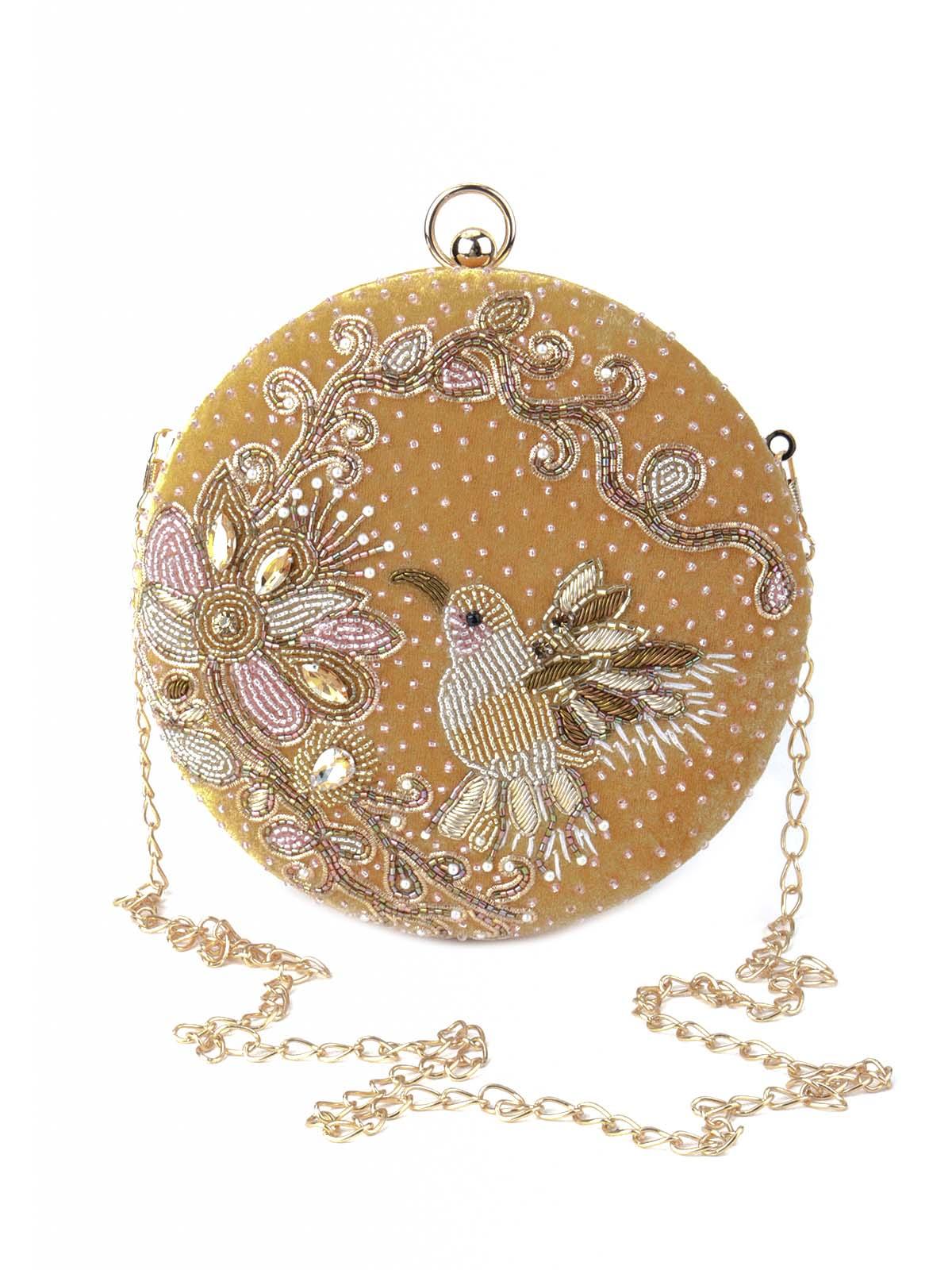 Odette Women Yellow Round Designer Clutch - Image 3